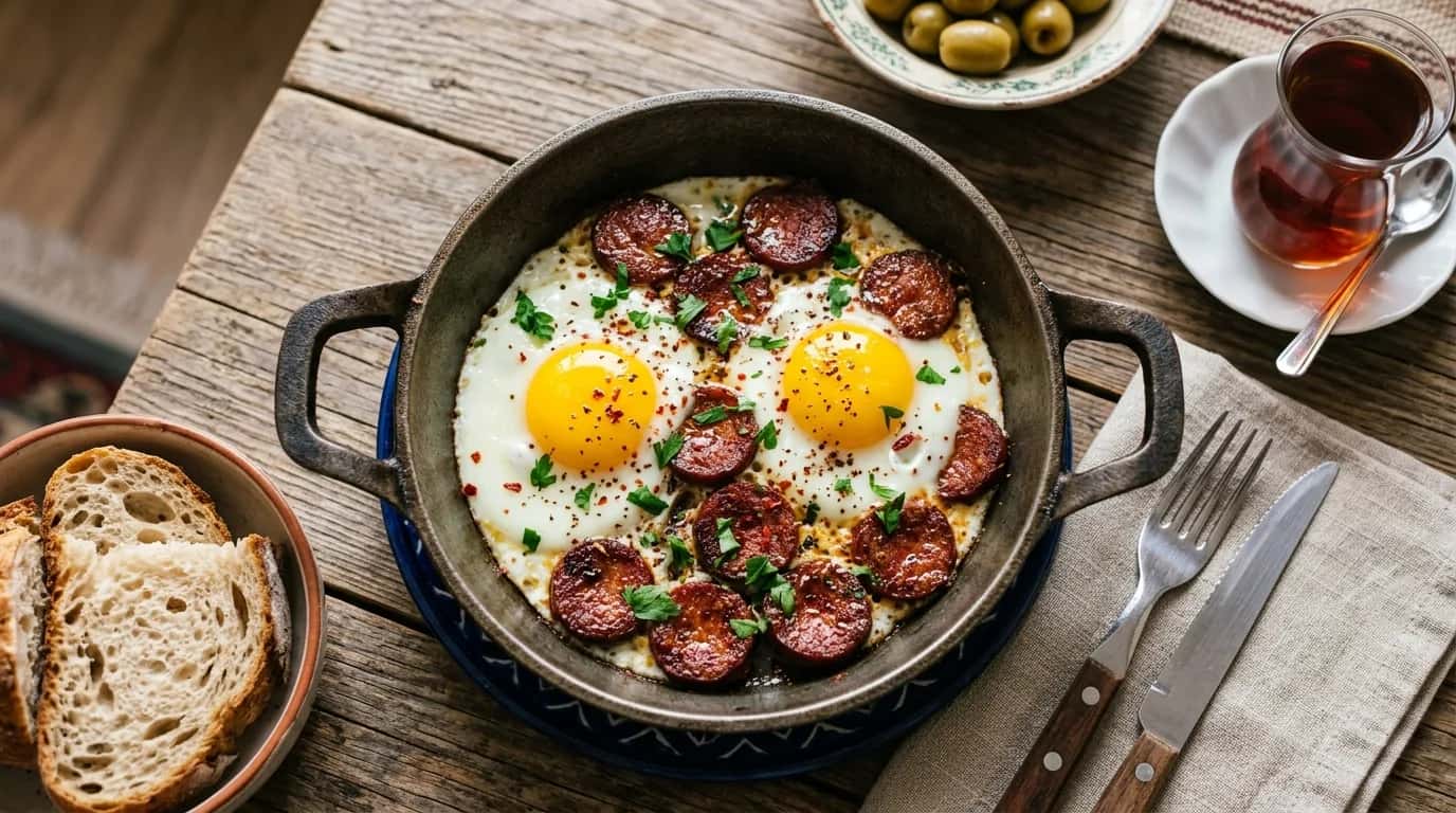 Sahanda Sucuklu Yumurta Nasıl Yapılır?