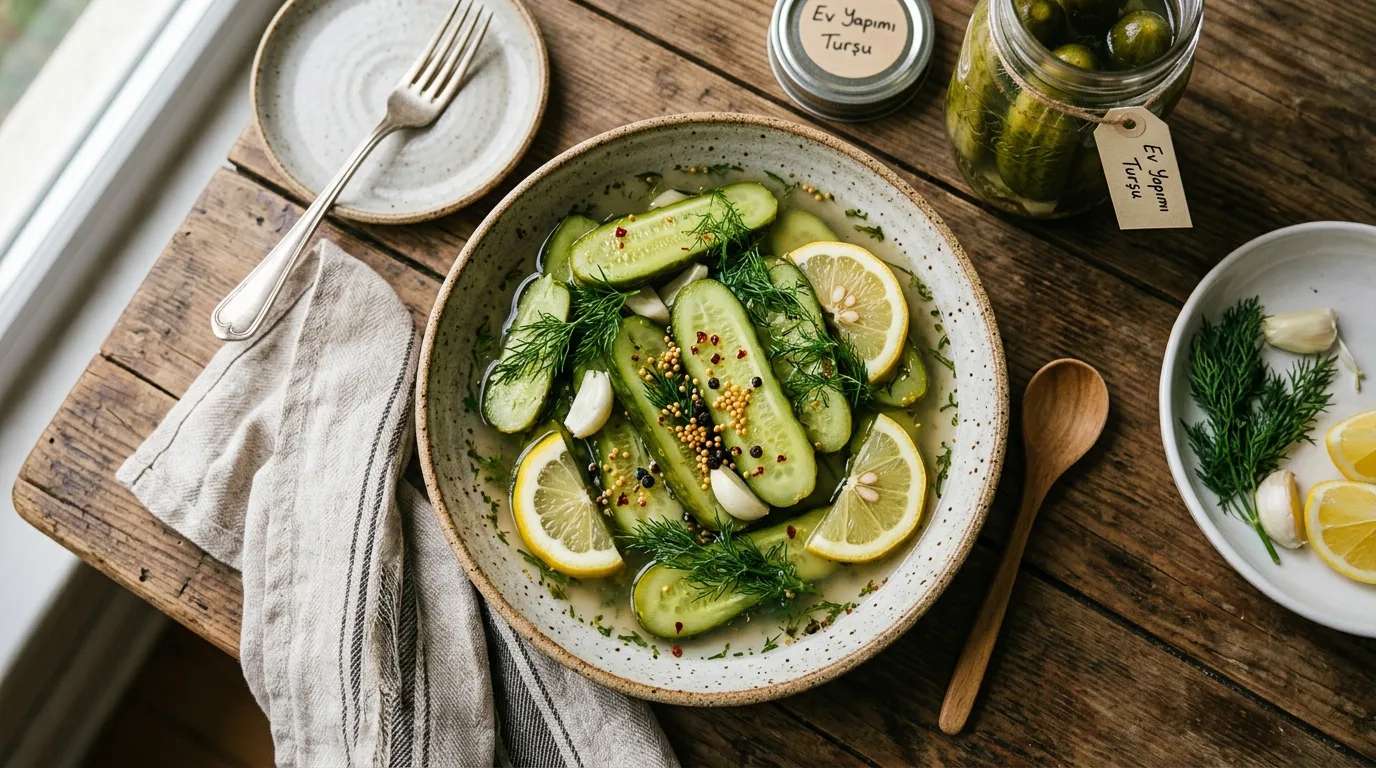 Sirke ve Limonlu Ev Yapımı Salatalık Turşusu Nasıl Yapılır?