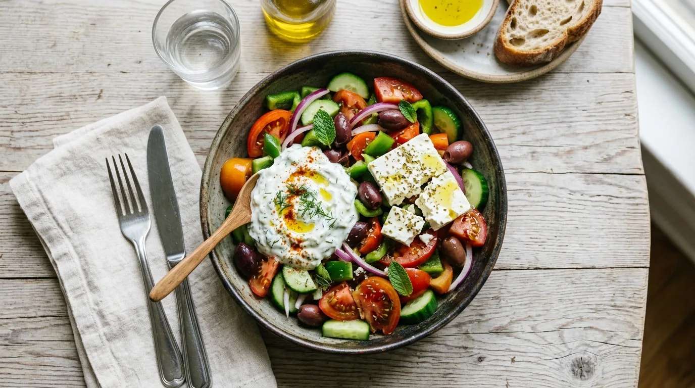 Tzatziki Soslu Yunan Salatası Nasıl Yapılır?