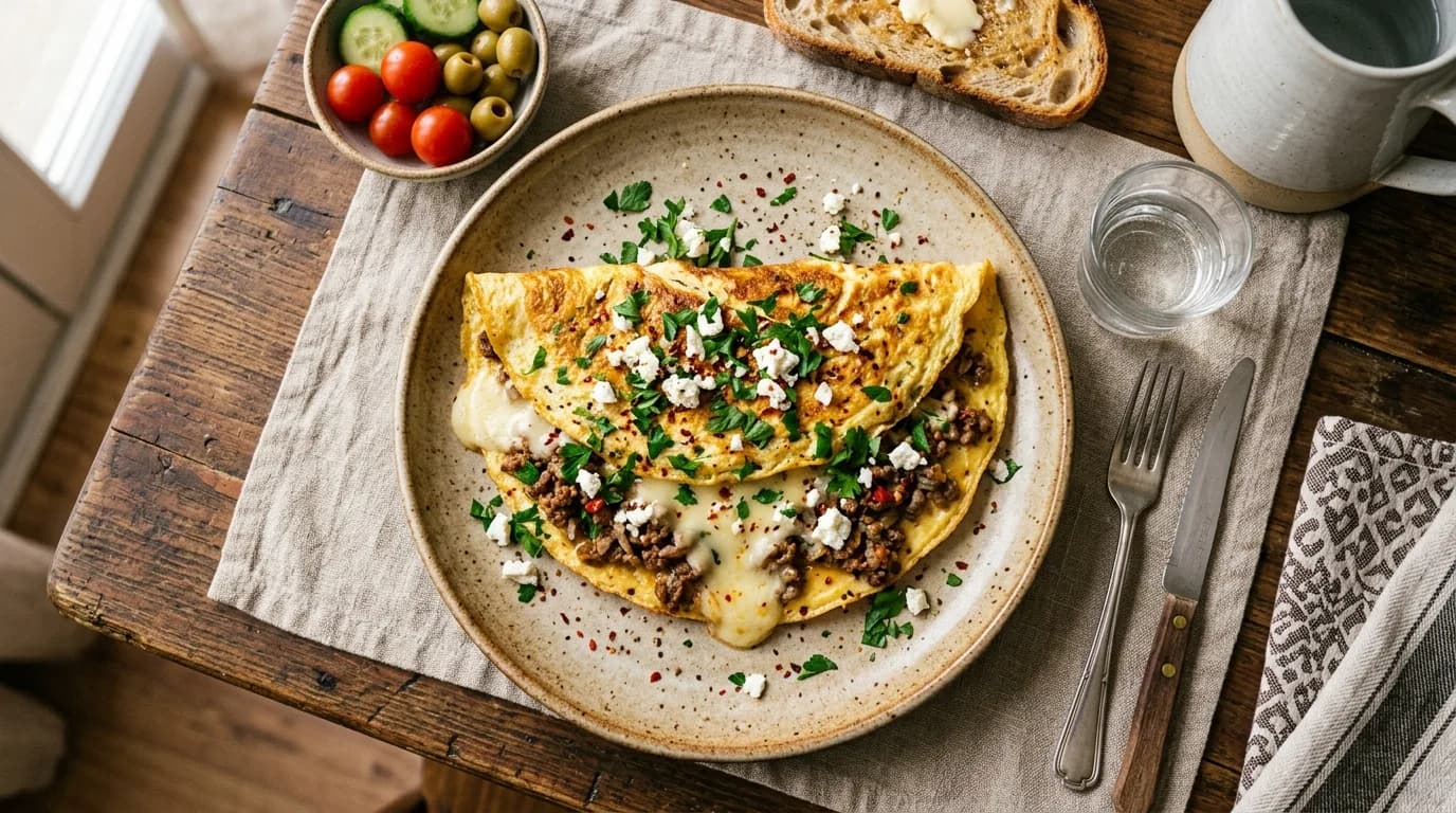 Kıymalı Peynirli Omlet Nasıl Yapılır?