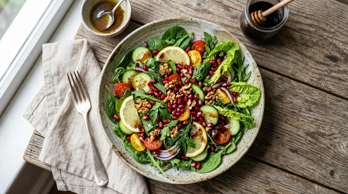 Nar Ekşili ve Limonlu Yeşil Salata
