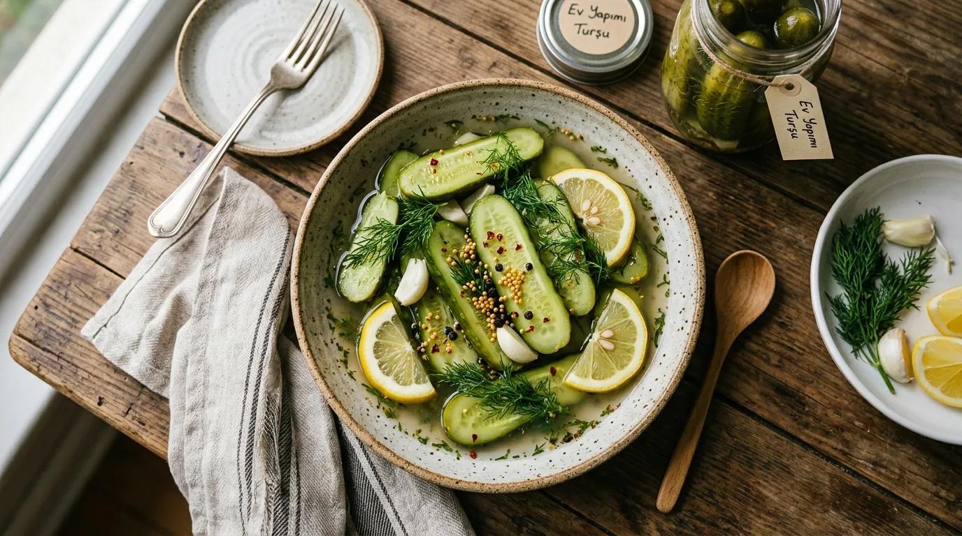 Sirke ve Limonlu Ev Yapımı Salatalık Turşusu Nasıl Yapılır?