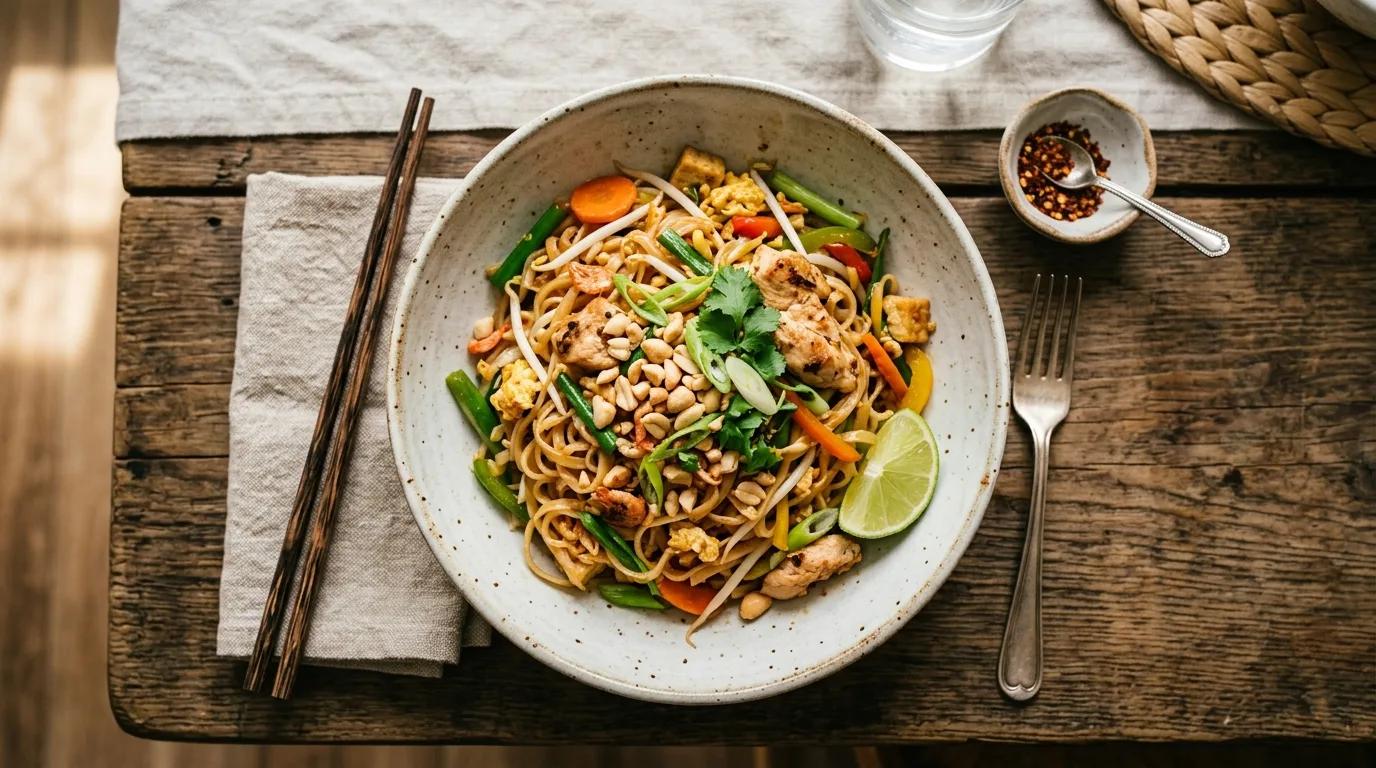 Tavuklu ve Sebzeli Pad Thai