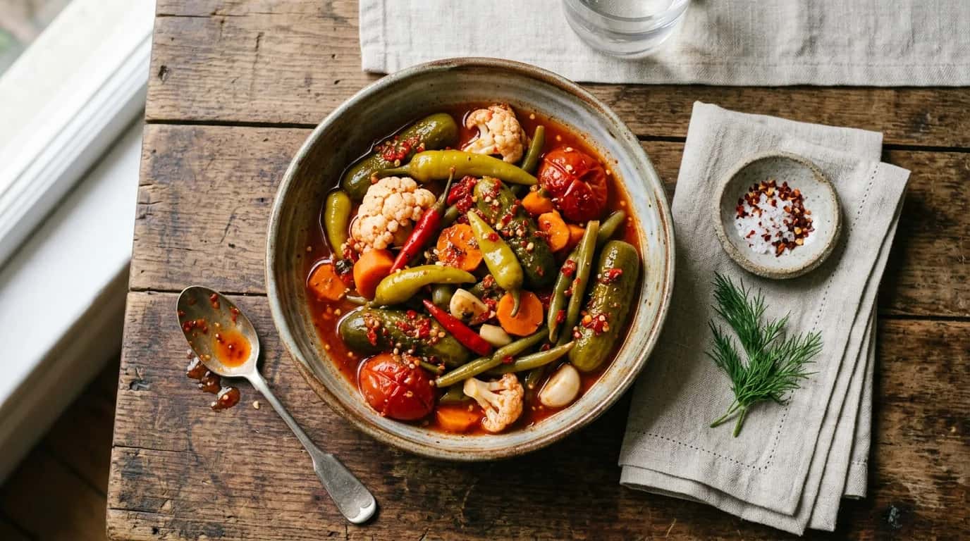 Acı Soslu Karışık Turşu Nasıl Yapılır?