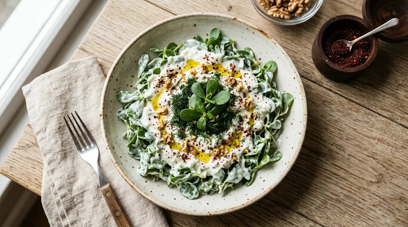 Sarımsaklı Yoğurtlu Semizotu Salatası Tarifi Nasıl Yapılır?