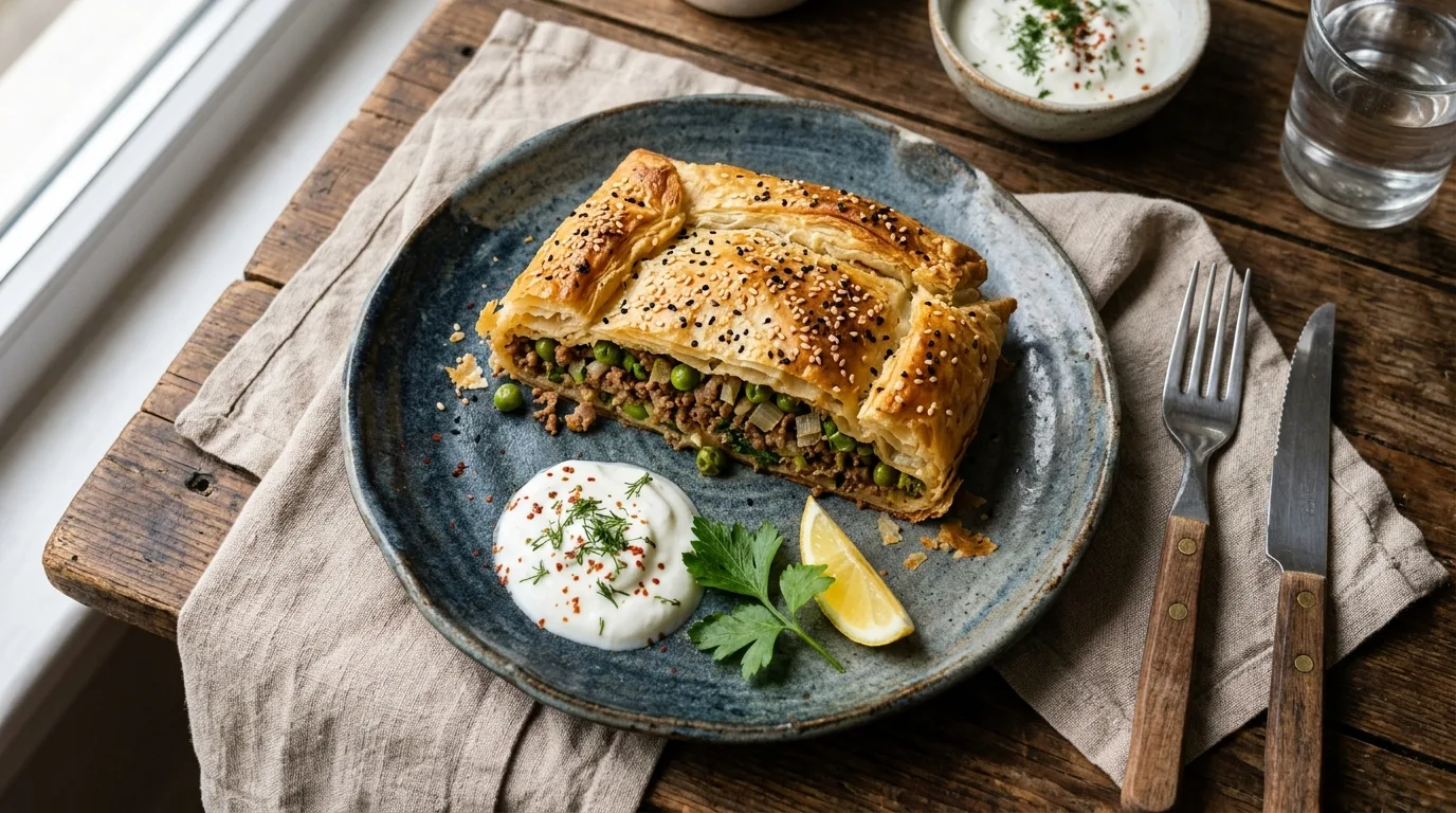 Kıymalı ve Bezelyeli Börek