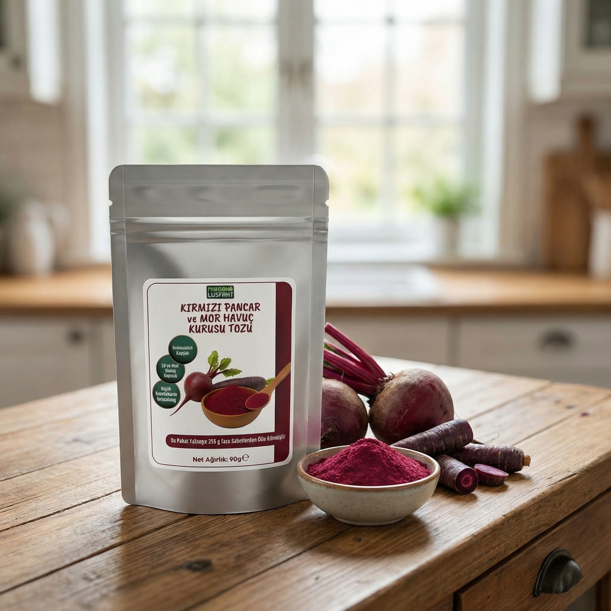 Doğal Renk Kaynağı: Kırmızı Pancar ve Mor Havuç Tozu (90g)
