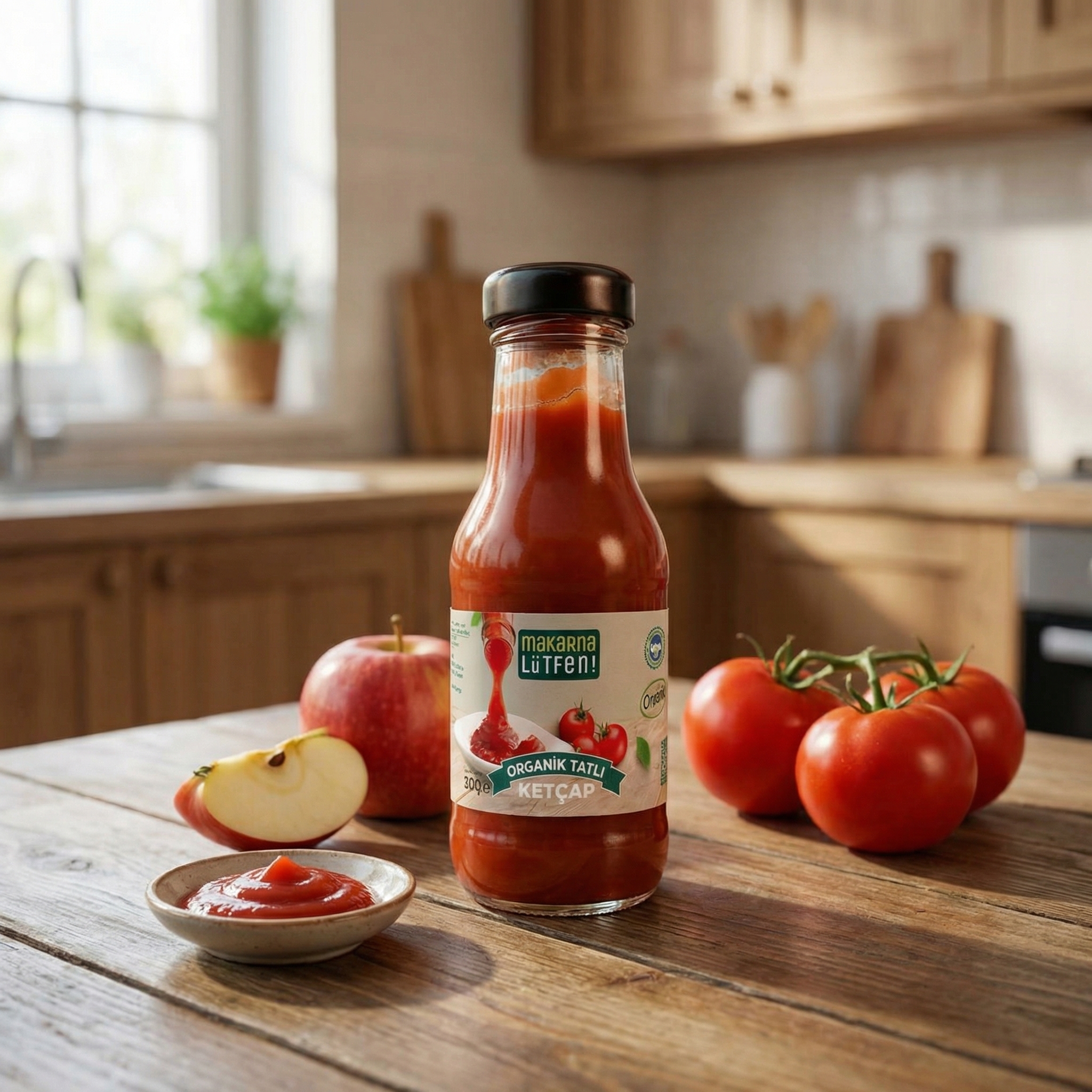 Makarna Lütfen Organik Elma ve Üzüm Sirkeli Tatlı Ketçap 300 Gr