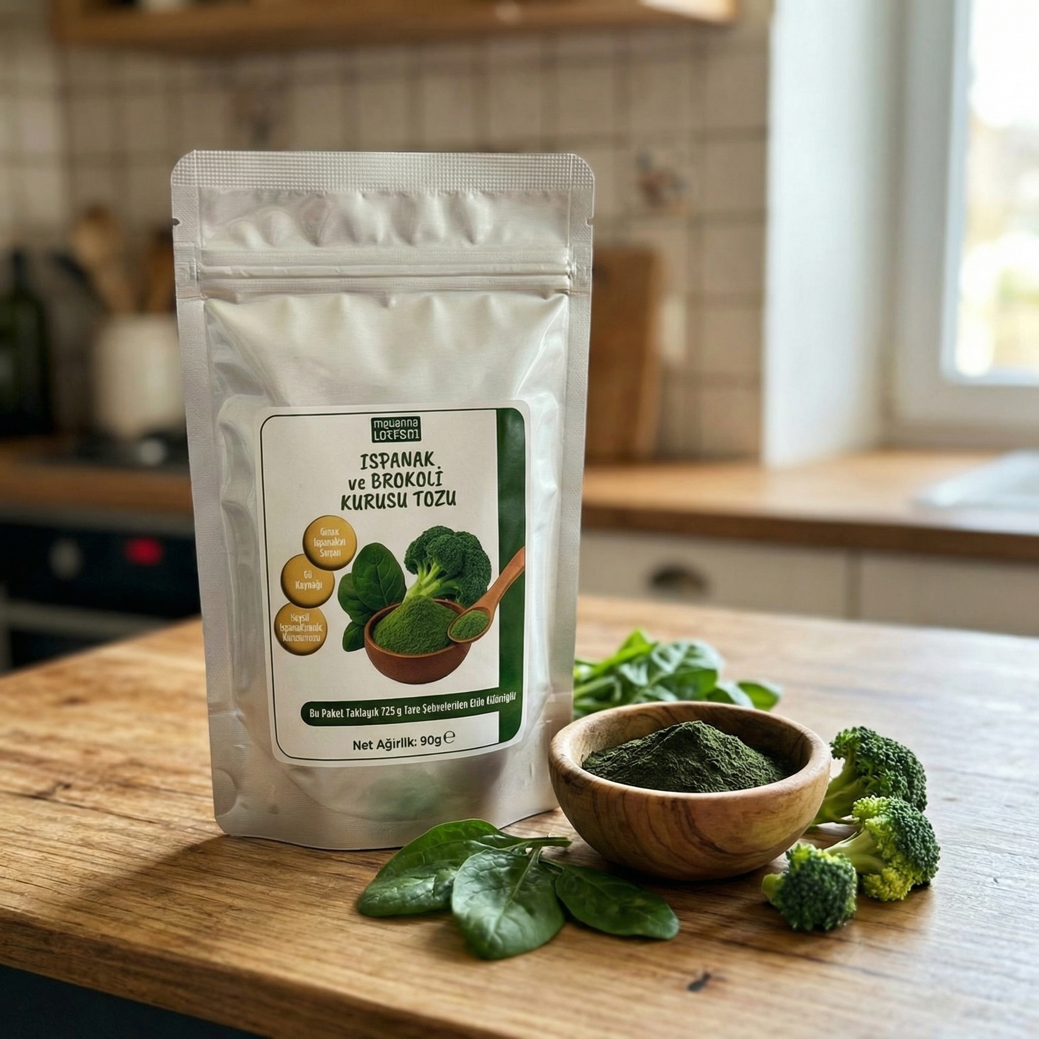 Yeşil Güç Kaynağı: Ispanak ve Brokoli Kurusu Tozu (90 gr) - Doğal Besin Takviyesi