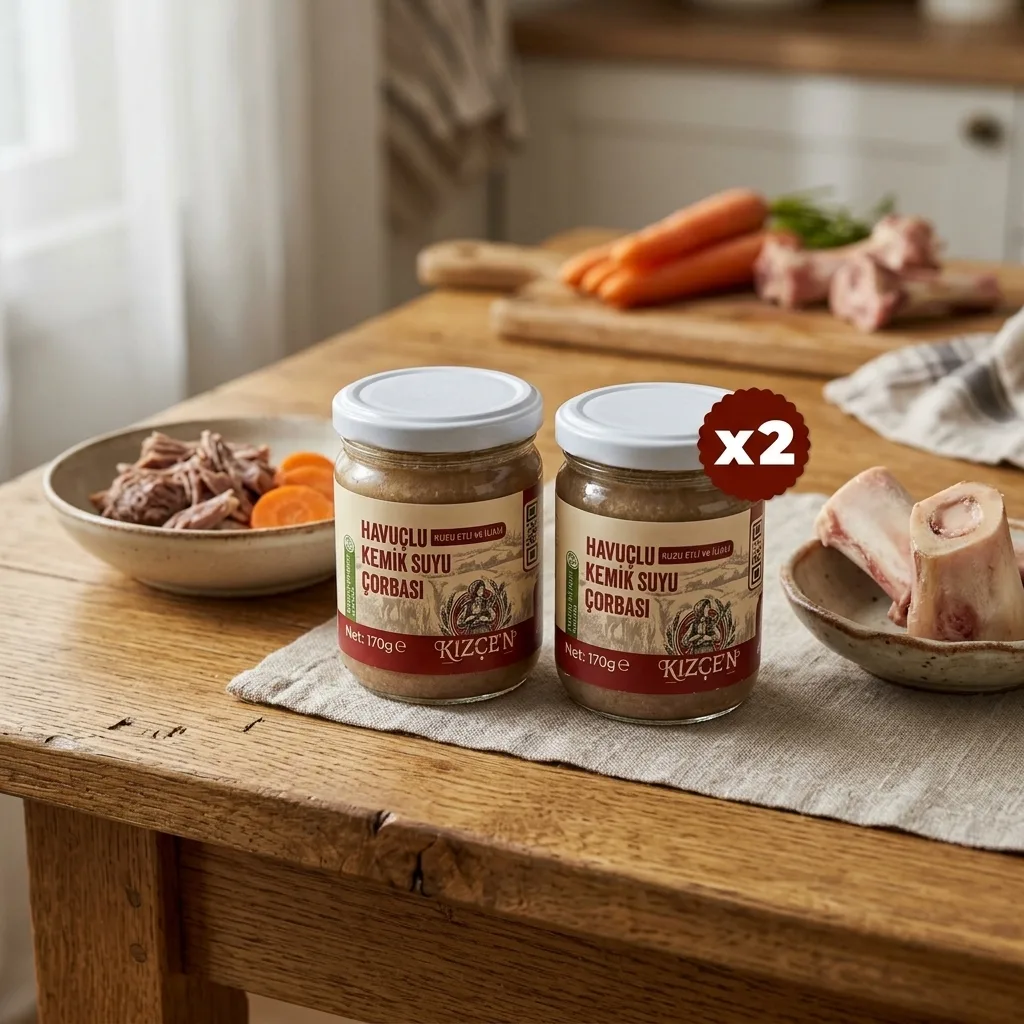 Avantajlı 2 Li Kızçen Havuçlu Kuzu Etli ve İlikli Kemik Suyu Çorbası (2x170 g)