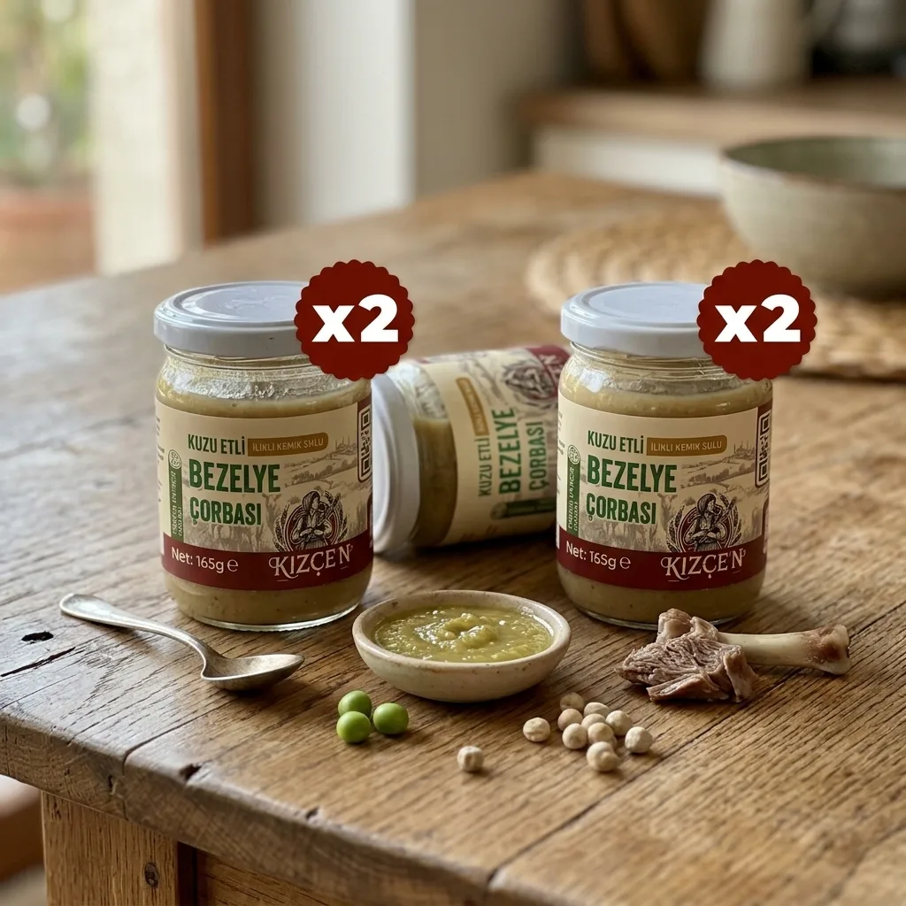 Avantajlı 2 Li Kızçen Kuzu Etli İlikli Kemik Sulu Bezelye Çorbası (2x165 g)