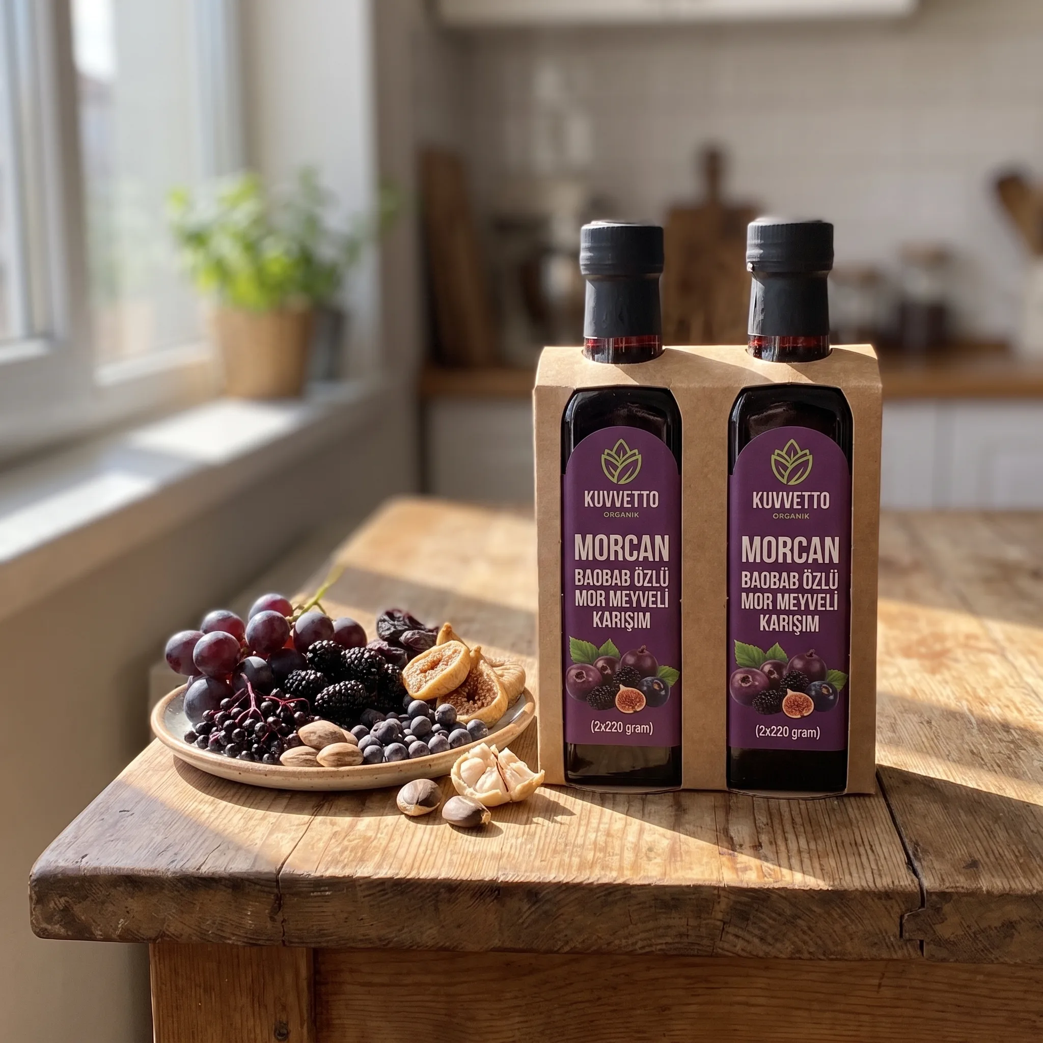 Avantajlı 2 Li Kuvvetto Morcan Organik Baobab Özlü Mor Meyveli Karışım (2x220 gram)