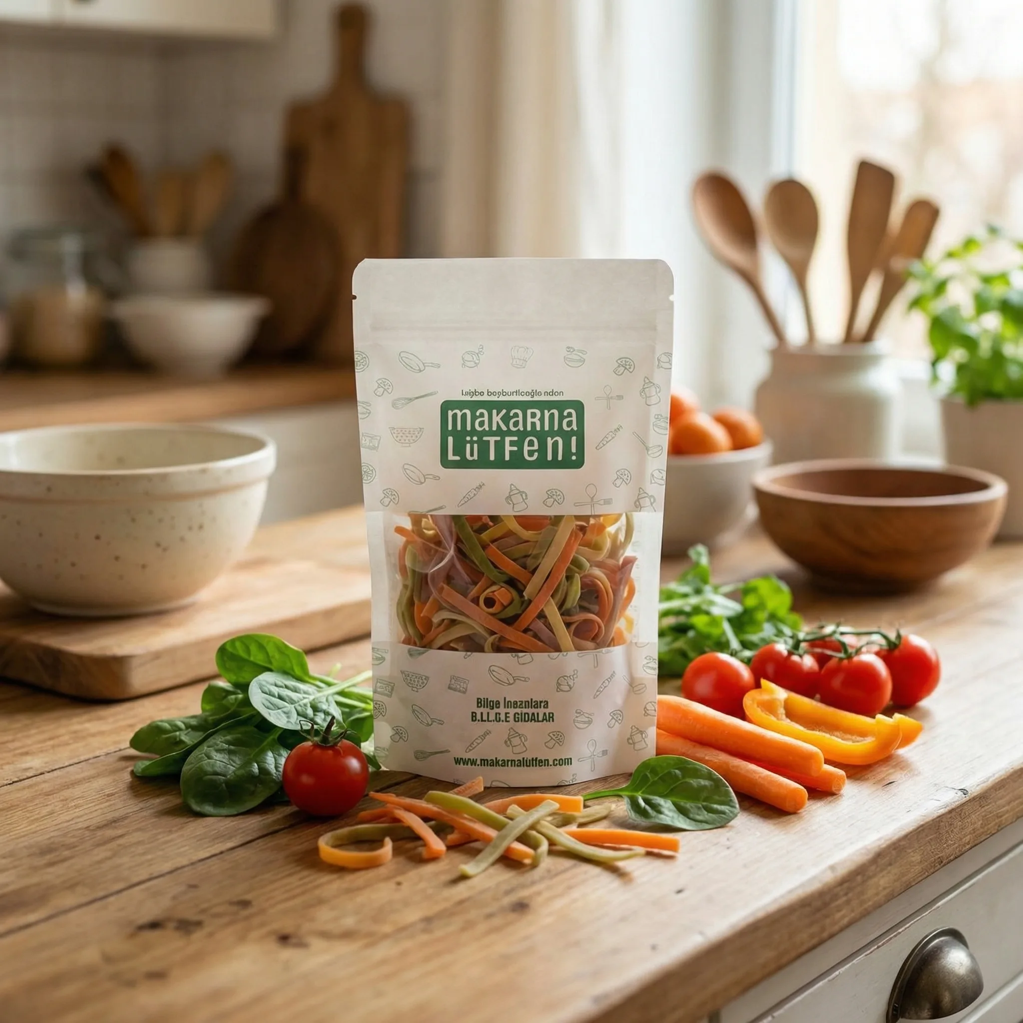 Bebekler İçin Renkli Sebzeli Erişte (8+ Ay, 200gr)
