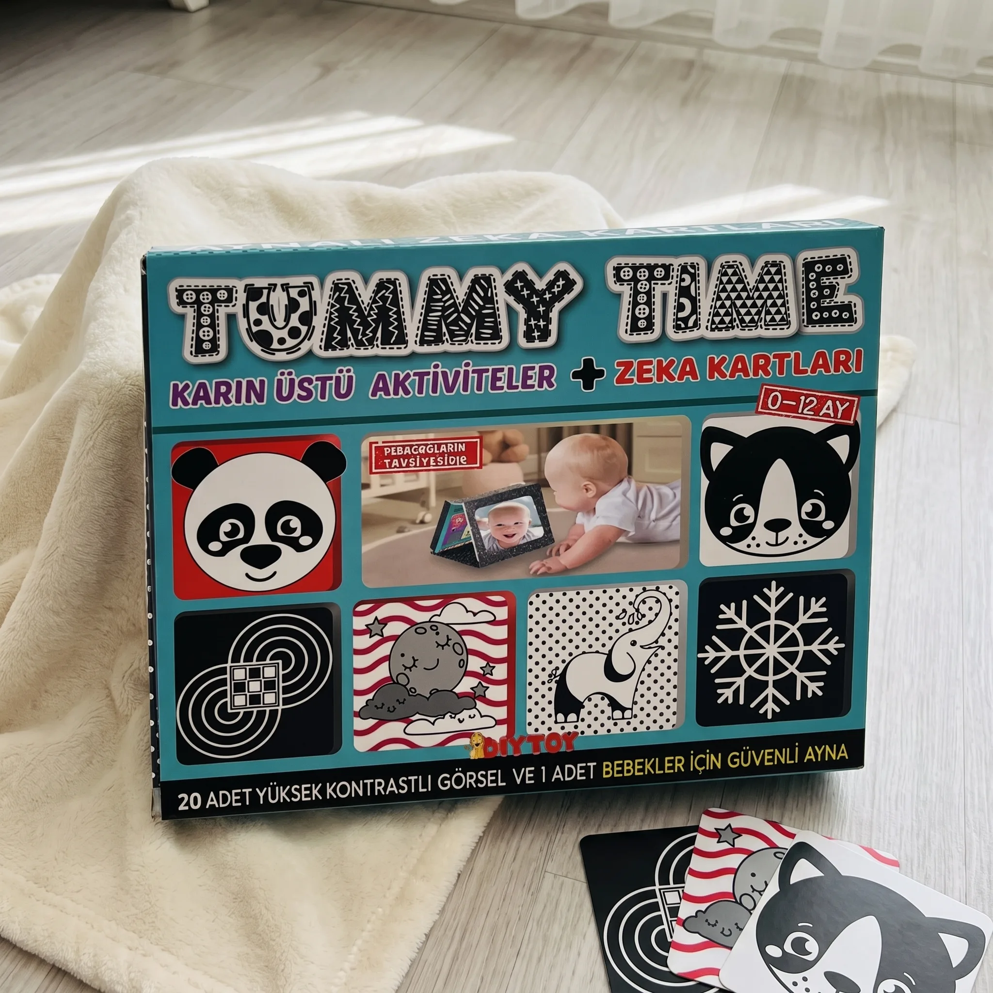 DiyToy Tummy Time Zeka Kartları Güvenli Bebek Aynası (0-12 Ay)