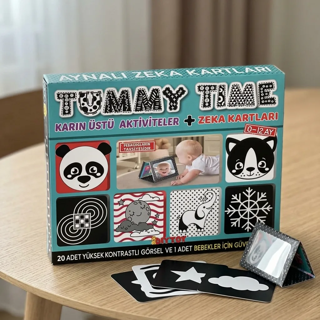 DiyToy Tummy Time Zeka Kartları Güvenli Bebek Aynası (0-12 Ay)