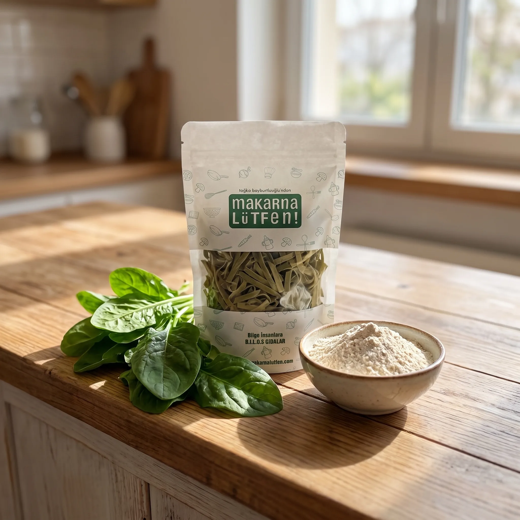 Doğal Ev Yapımı Ispanaklı Erişte - Katkısız ve Lezzetli (200 gr)