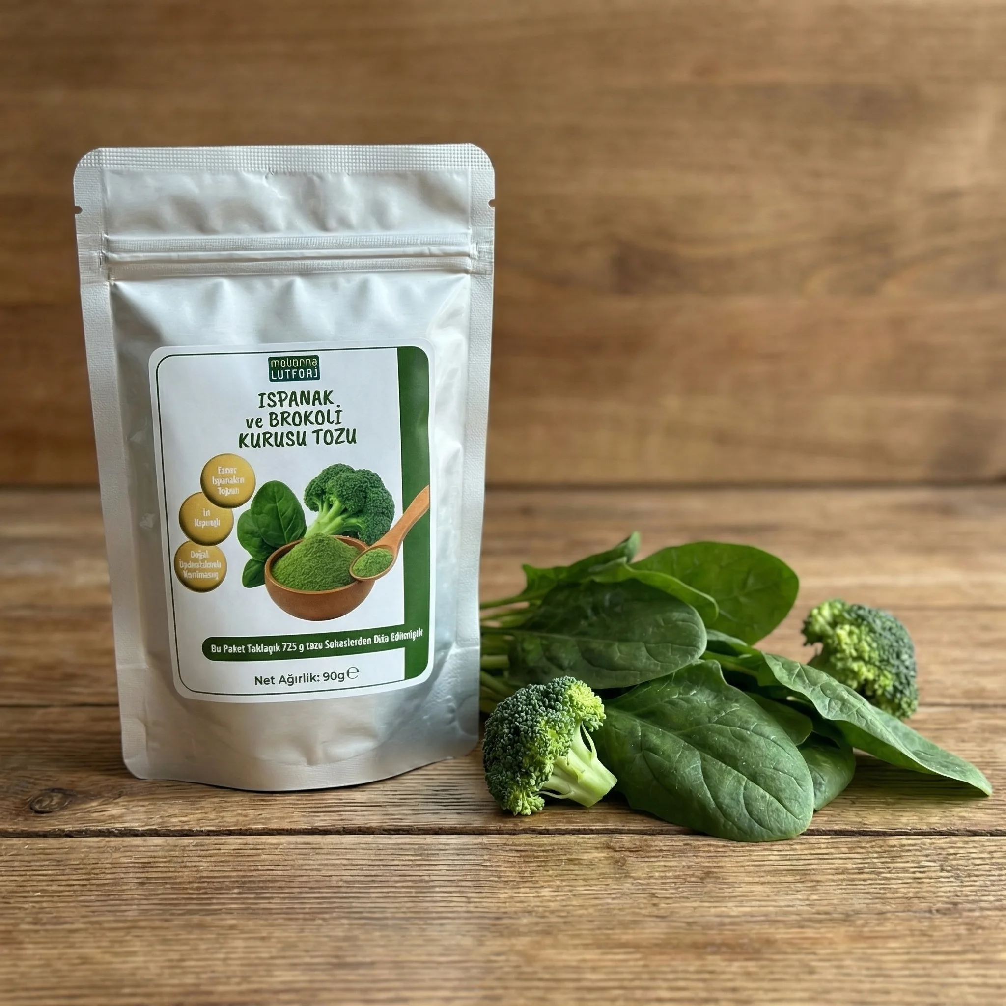 Doğal Ispanak ve Brokoli Tozu - Besleyici Yeşil Güç (90 gr)