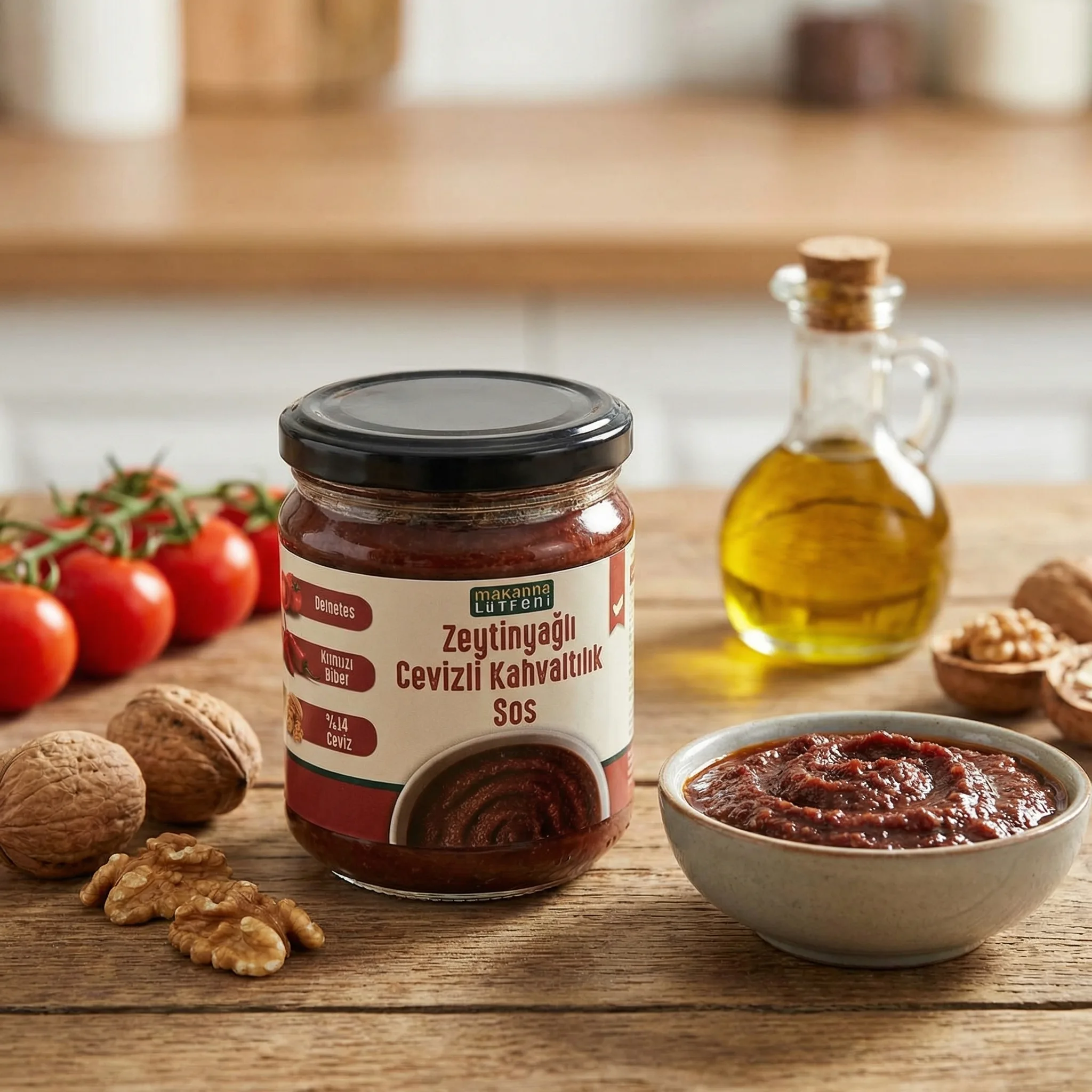 Doğal Lezzet Deposu: Zeytinyağlı Cevizli Kahvaltılık Sos (170g)