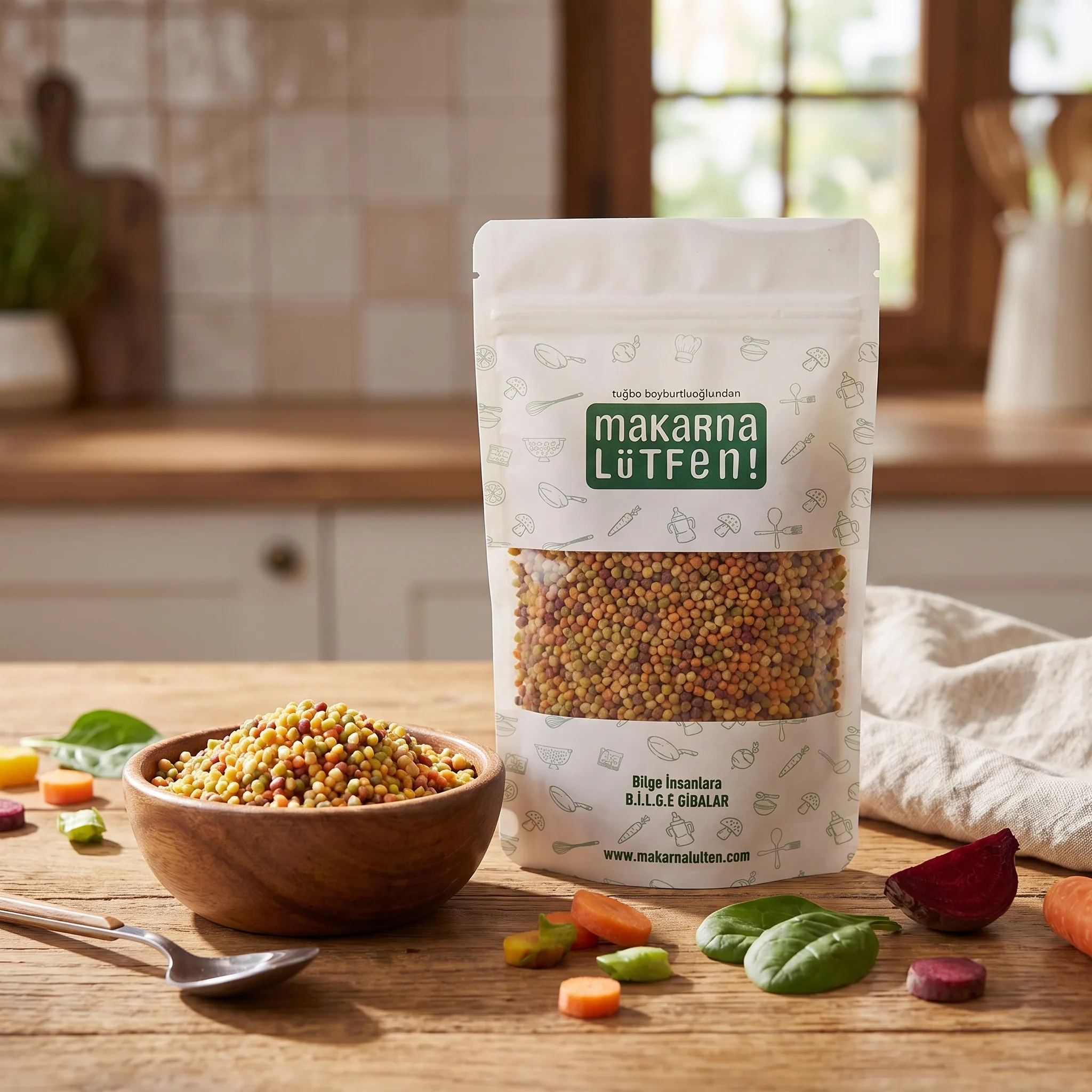 Doğal Renklerle Zenginleştirilmiş Sebzeli Kuskus (250 gr)