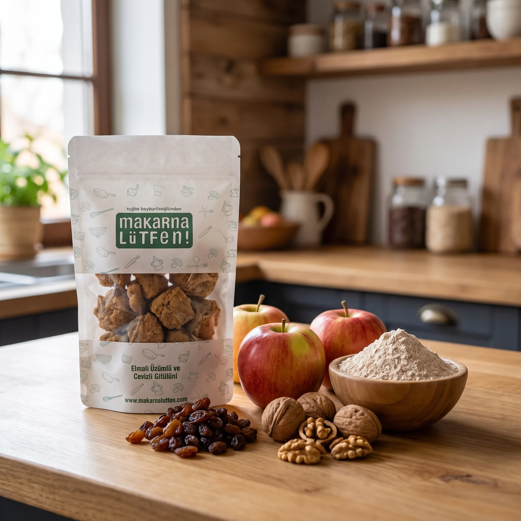Elmalı Üzümlü ve Cevizli Kurabiye (Şeker İlavesiz - 105 gram)