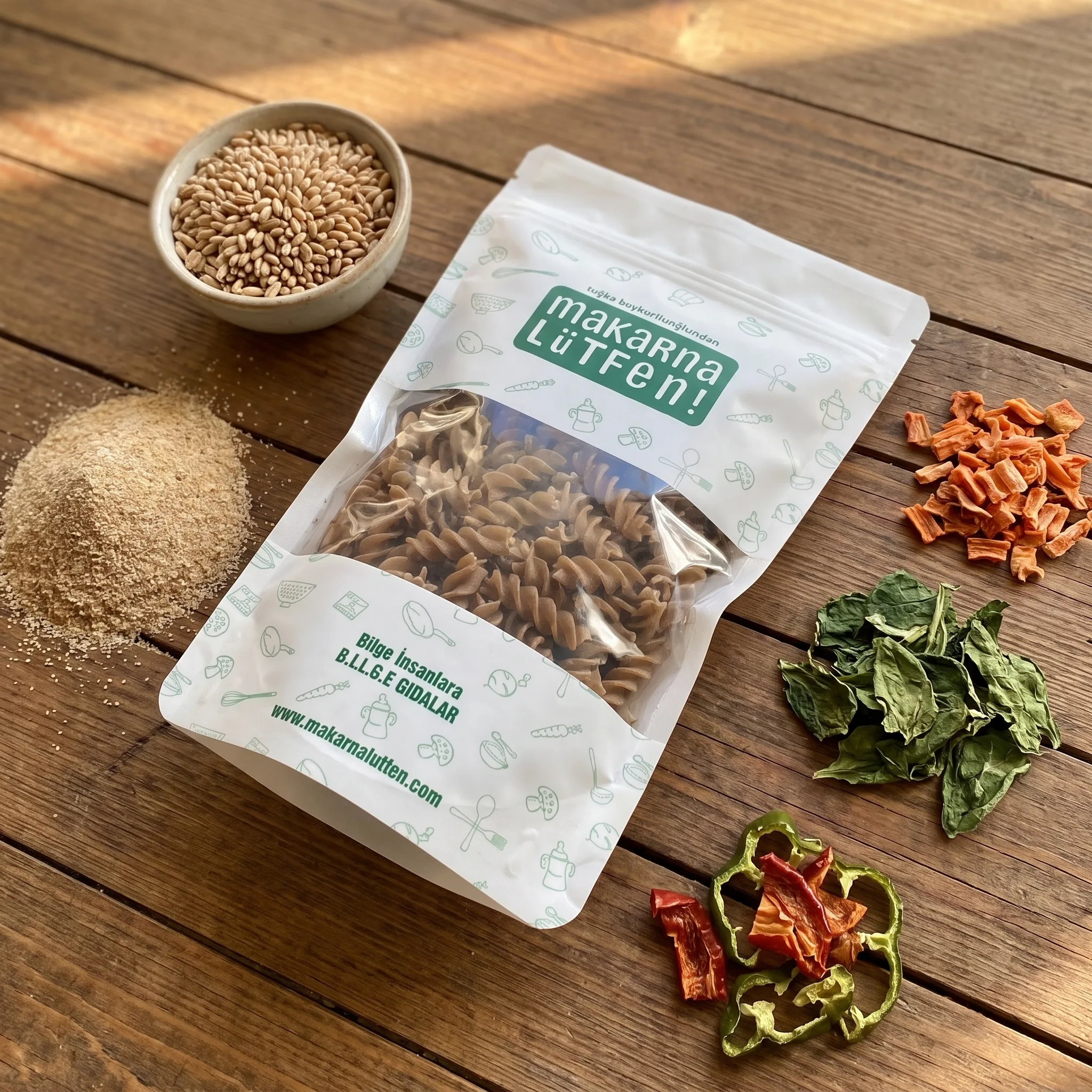 Fırfır Şekilli Tam Buğday Karışık Sebze Makarna (200g)