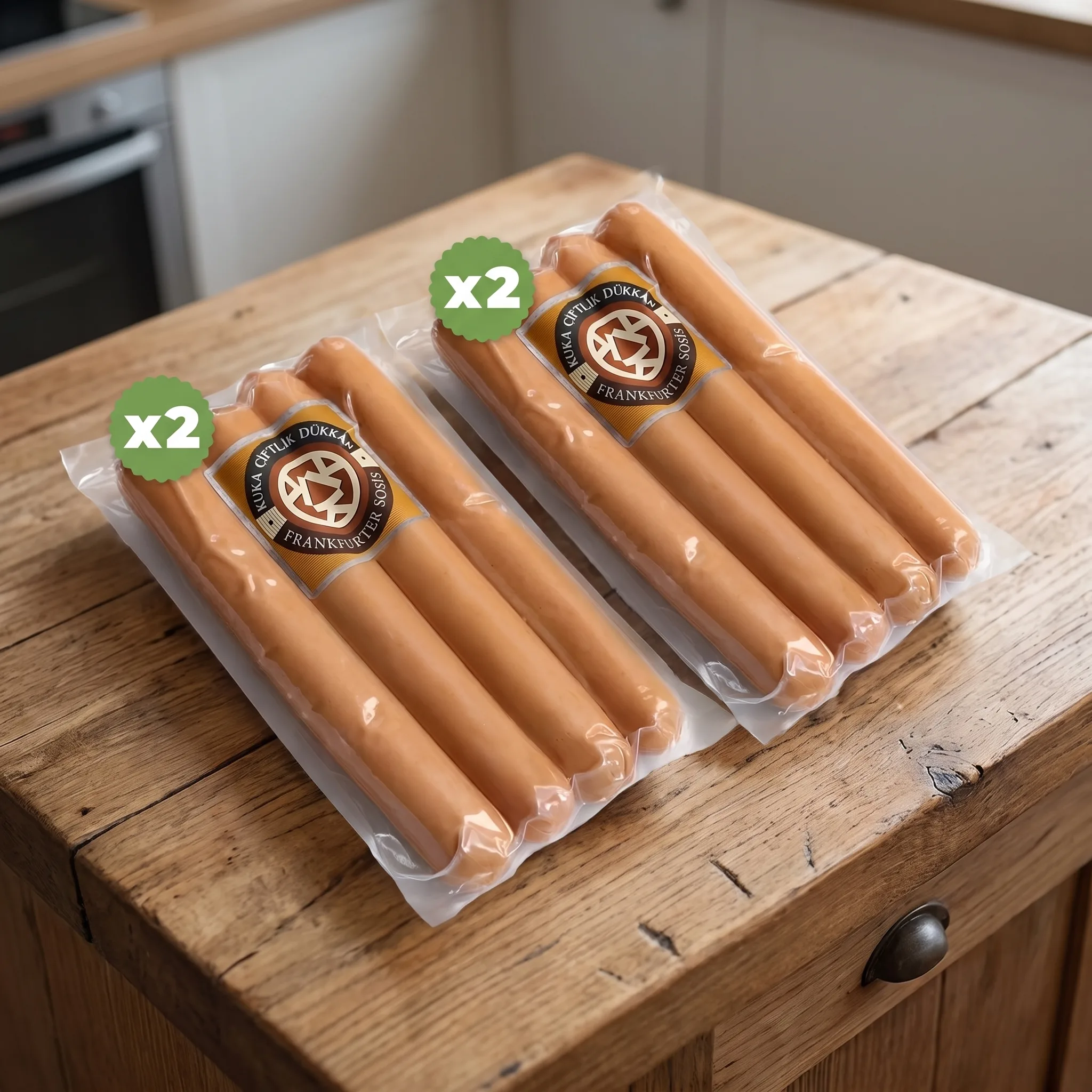 Kuka Çiftliği Nitritsiz Frankfurter Dana Sosis 2'li Paket (Sağlıklı ve Lezzetli)