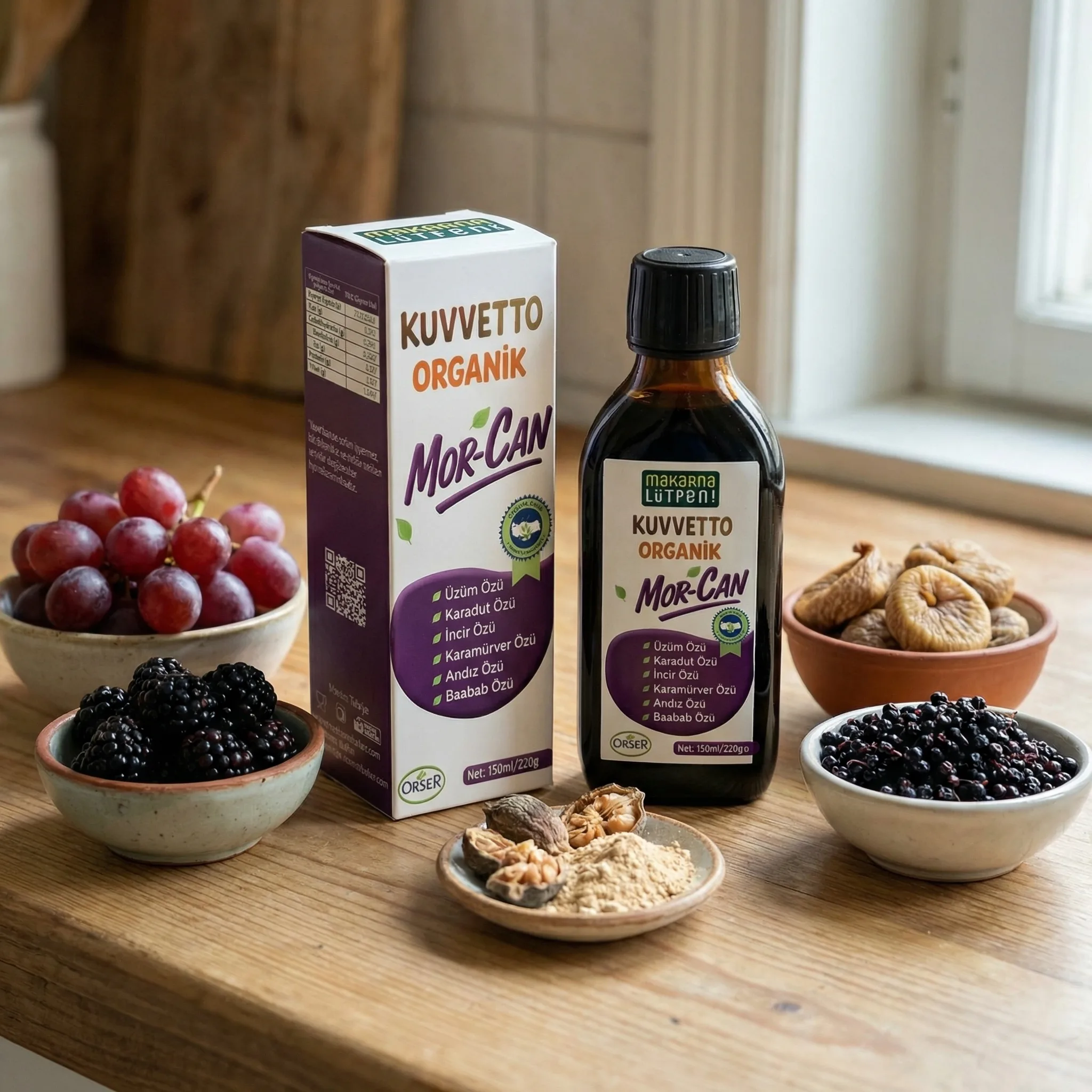 Kuvvetto Morcan Organik 7 Meyve Gücü ve Baobab Özlü Takviye (220g)