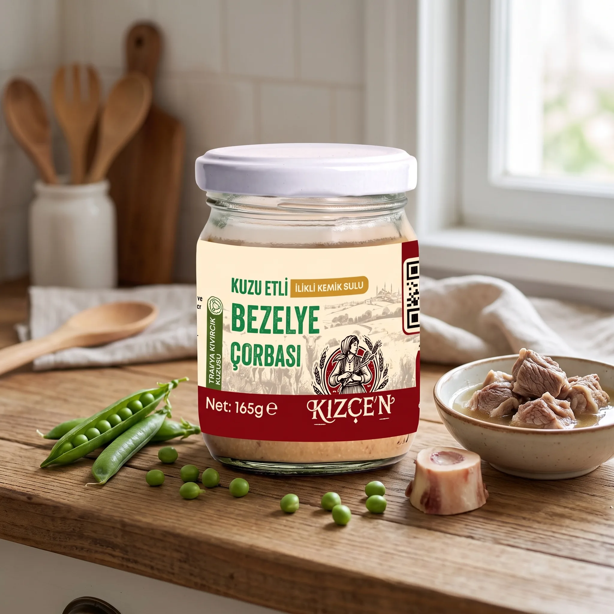 Kuzu Etli İlikli Kemik Sulu Bezelye Çorbası (165 gram)