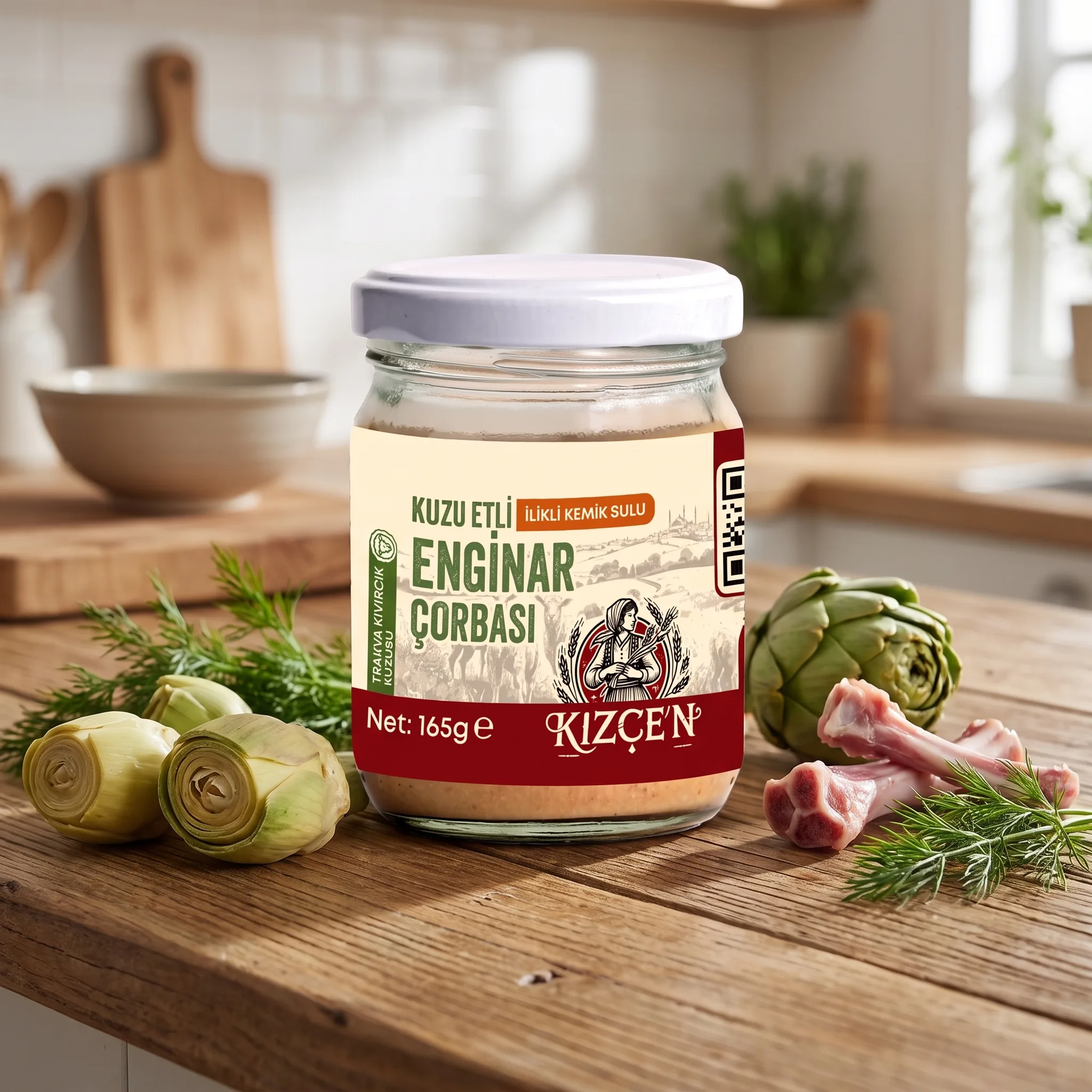 Kuzu Etli İlikli Kemik Sulu Enginar Çorbası (165 gram)