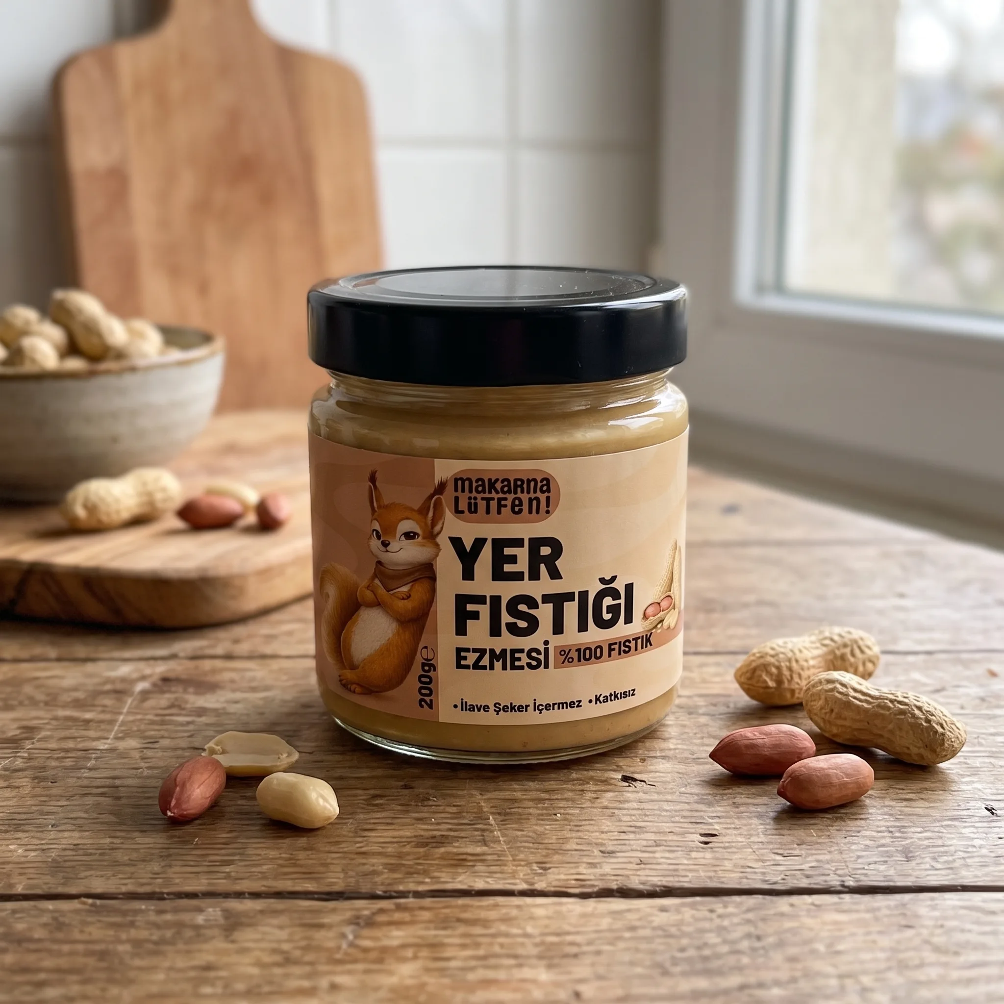 Makarna Lütfen %100 Yer Fıstığı Ezmesi (200g) - Sağlıklı Atıştırmalık & Kahvaltılık