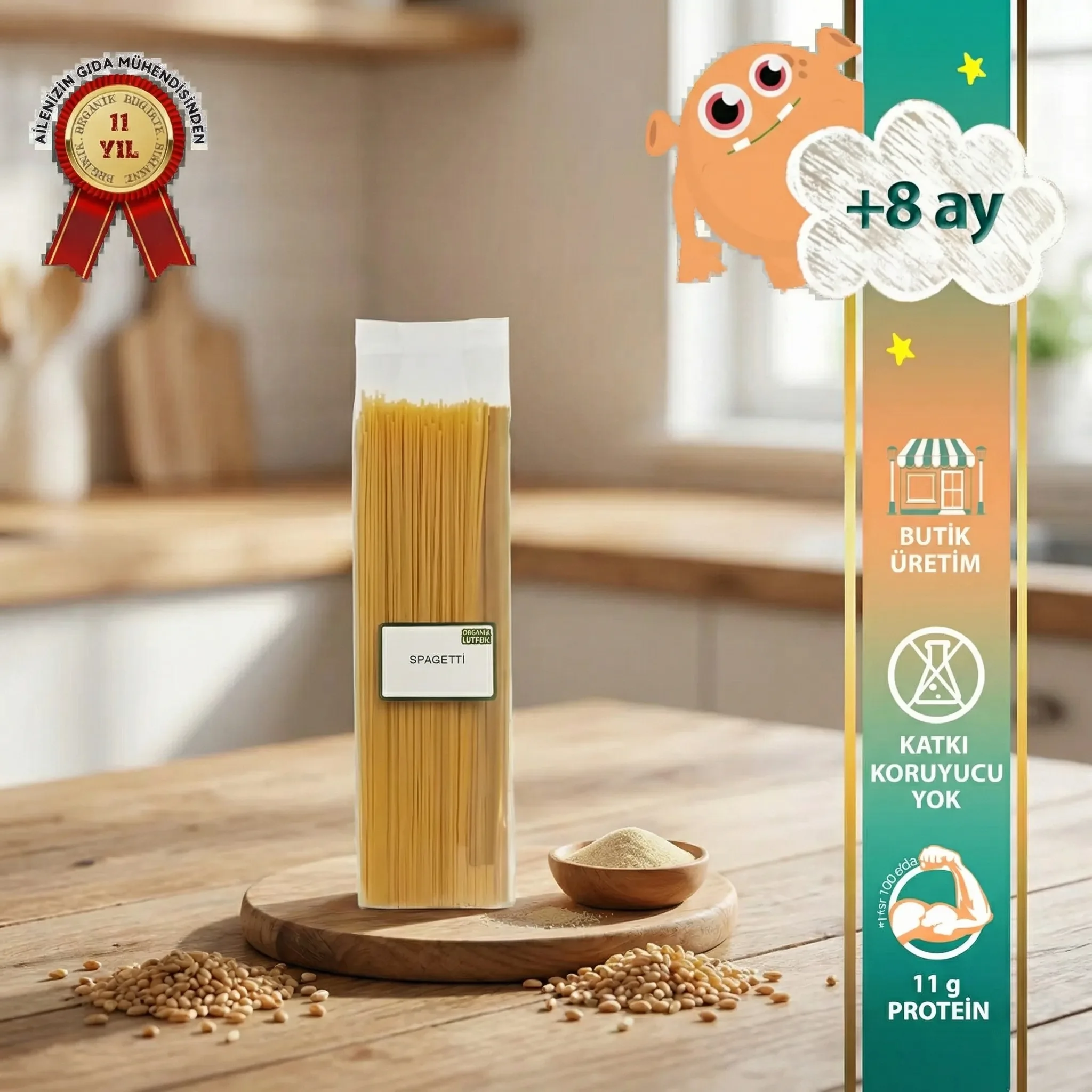 Makarna Lütfen Organik Buğday İrmikli Bebek Spagetti (8+ Ay, 500g)