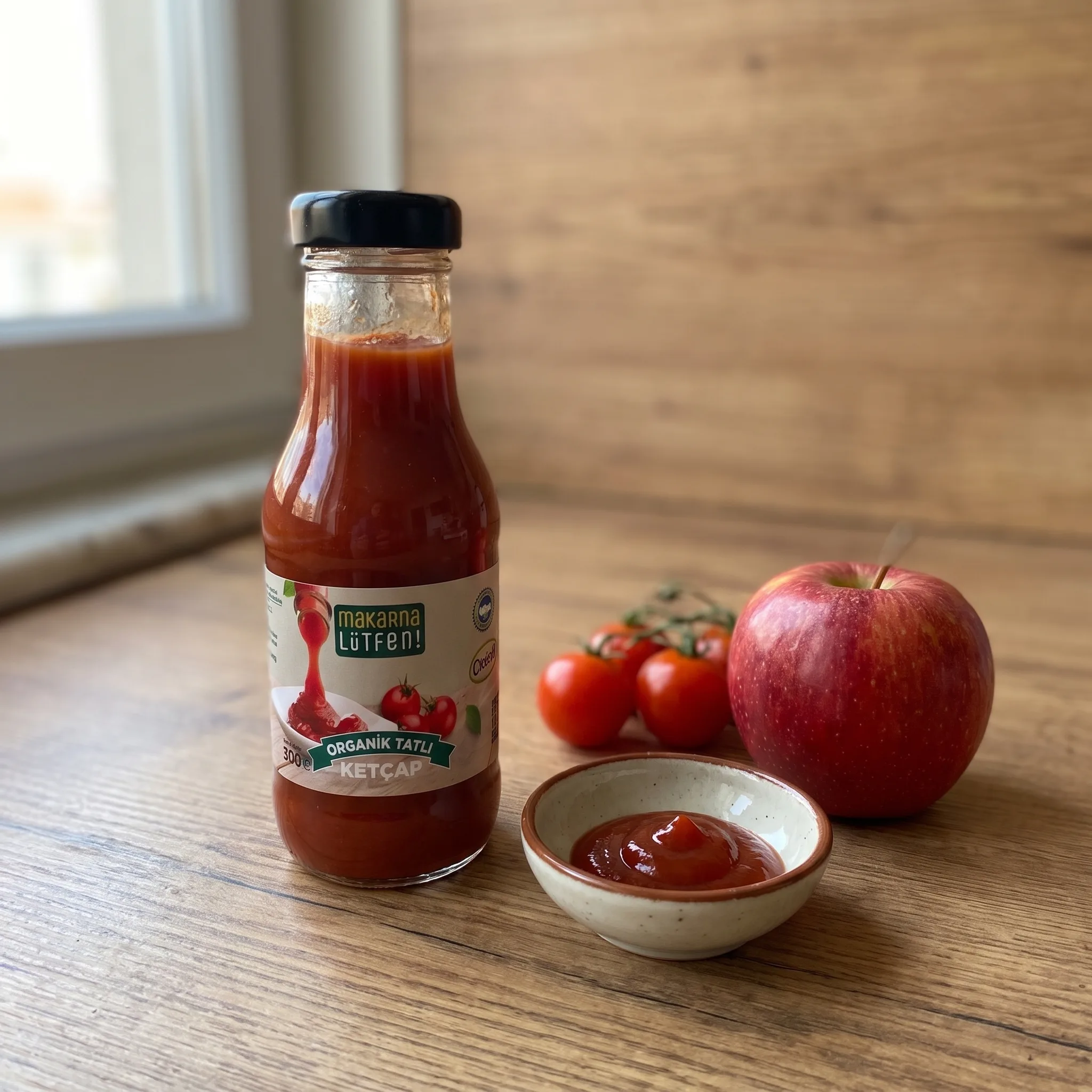 Makarna Lütfen Organik Elma ve Üzüm Sirkeli Tatlı Ketçap 300 Gr