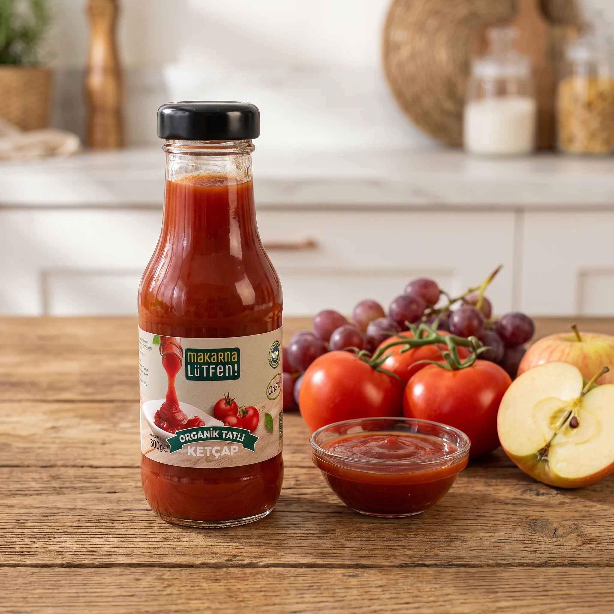Makarna Lütfen Organik Elma ve Üzüm Sirkeli Tatlı Ketçap 300gr