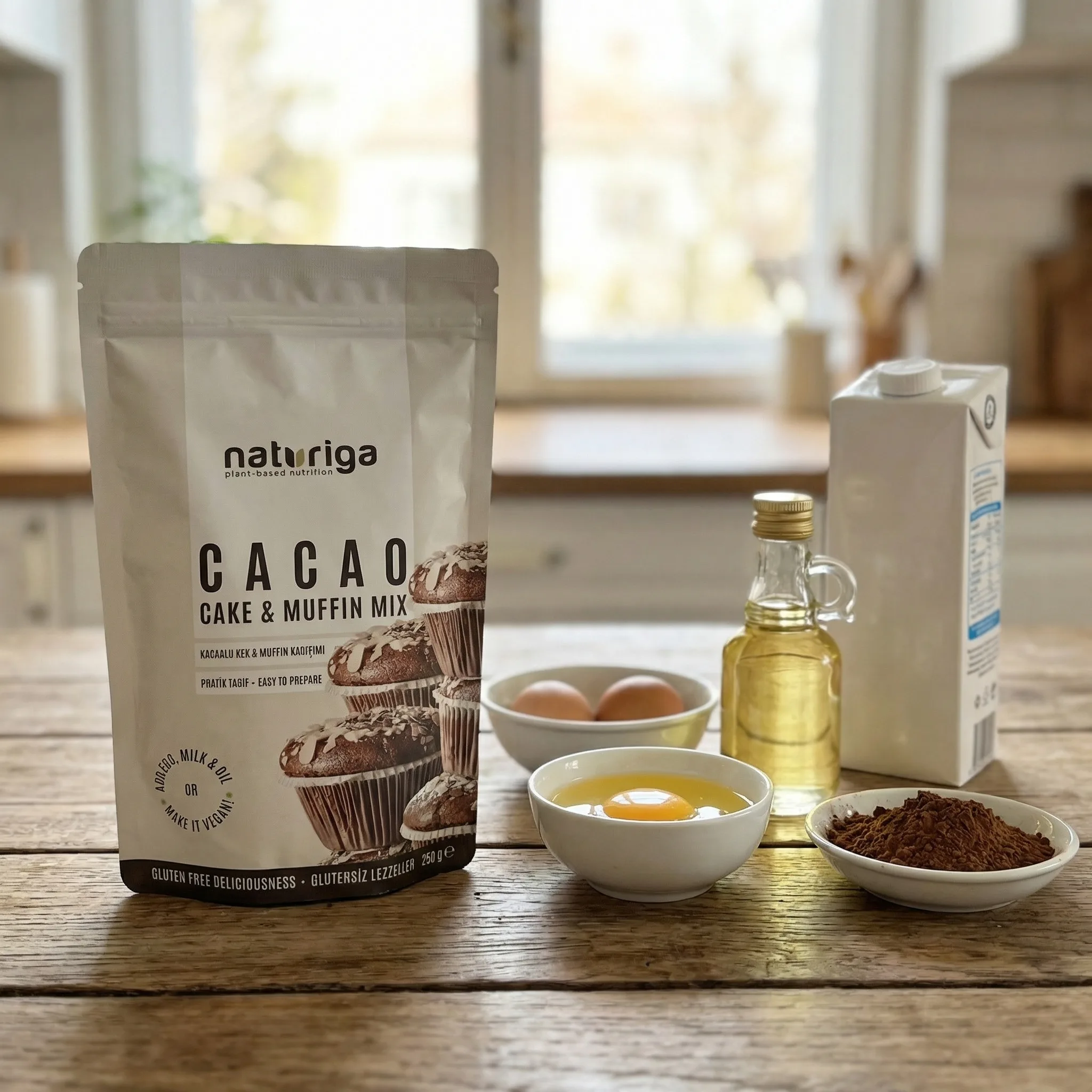 Naturiga Glutensiz Kakaolu Kek Karışımı ile Hızlı ve Sağlıklı Lezzetler