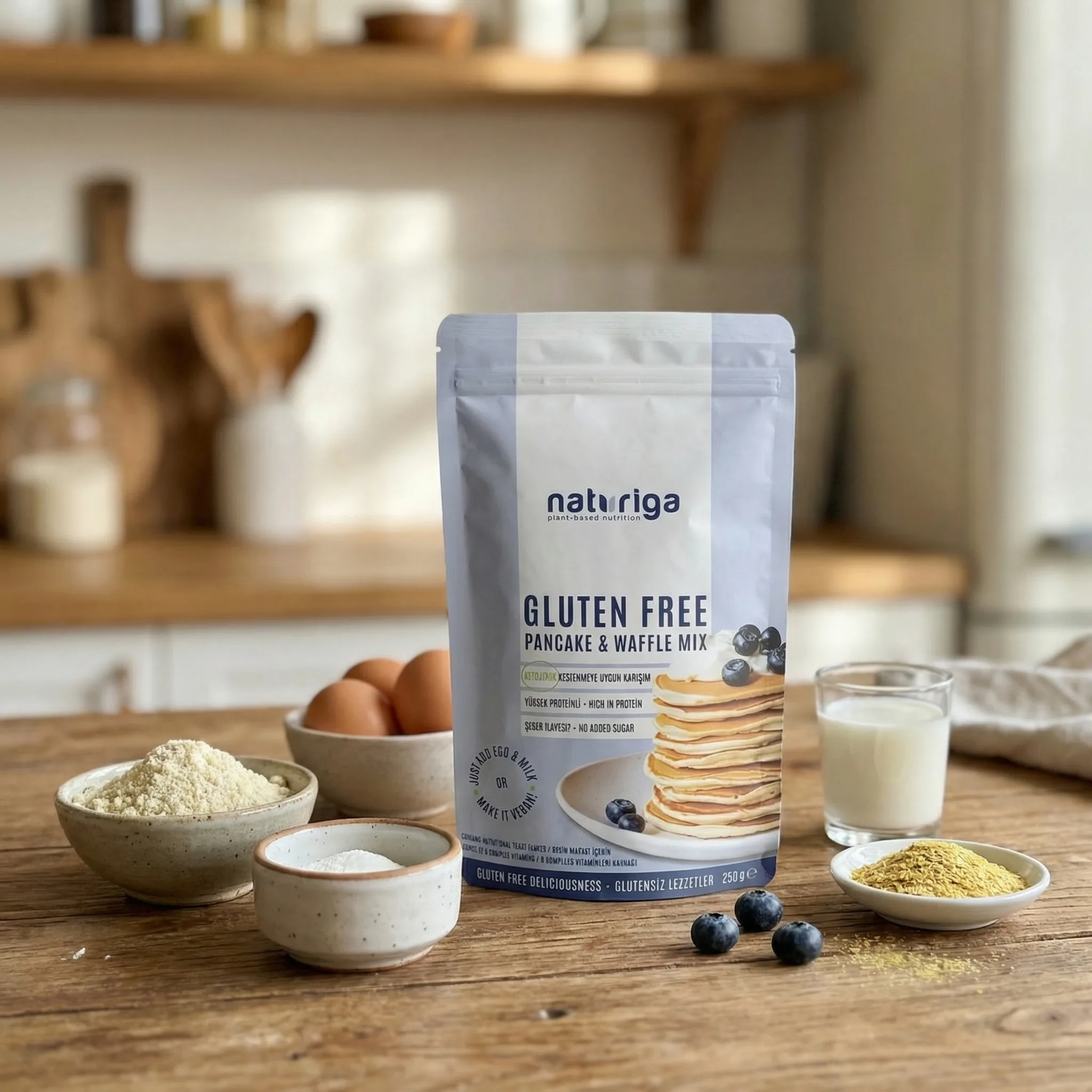 Naturiga Glutensiz Ketojenik Pancake & Waffle Karışımı 250gr - Besin Mayalı