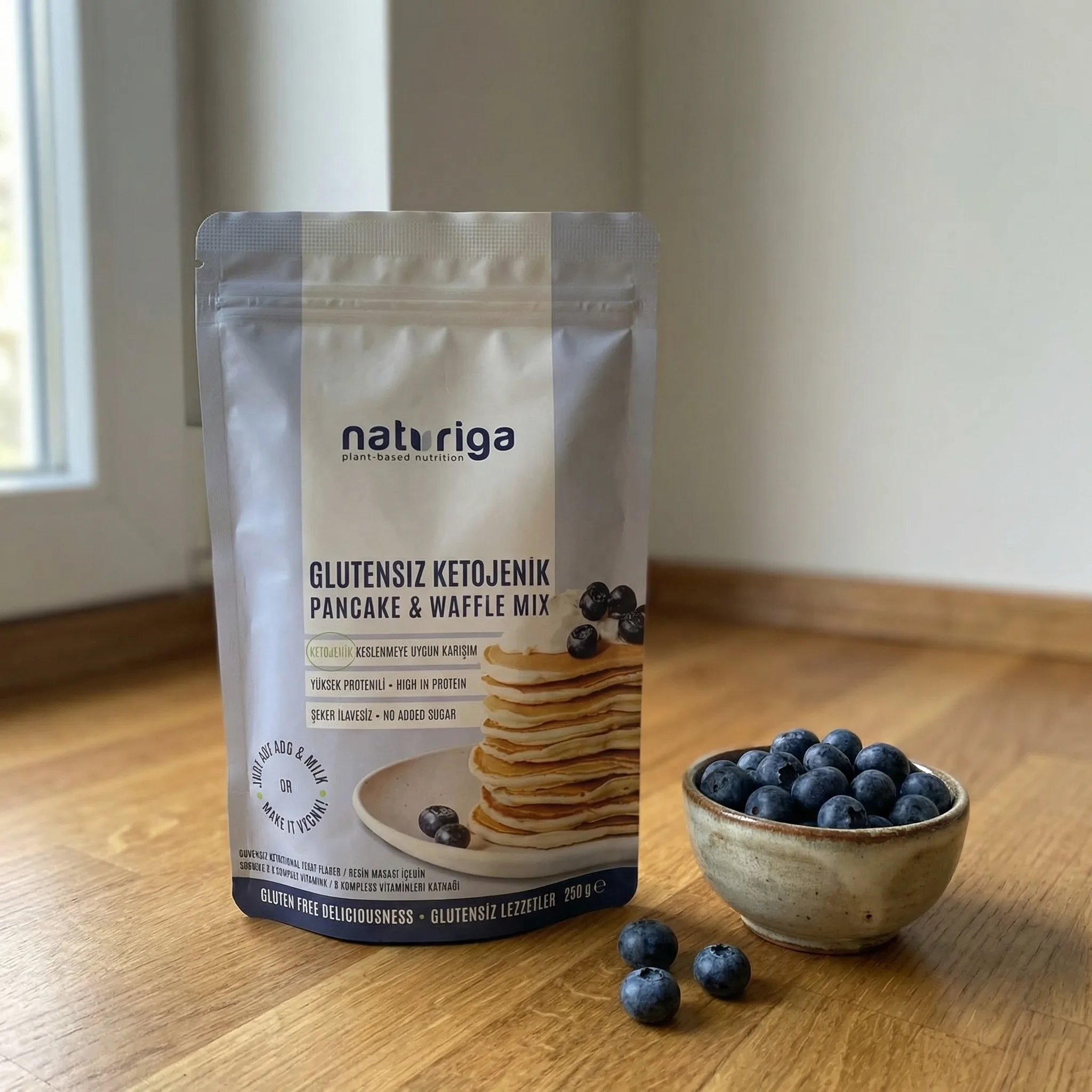 Naturiga Glutensiz Ketojenik Pancake & Waffle Karışımı 250gr - Lezzetli ve Besleyici Kahvaltılık