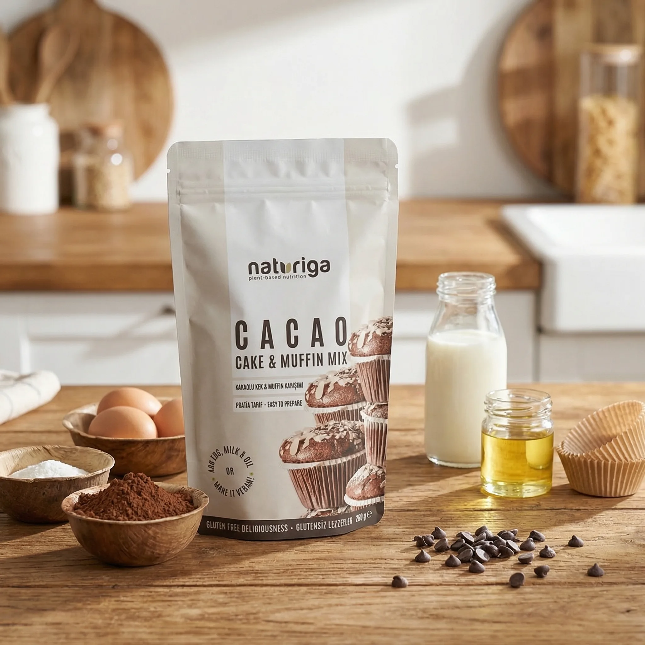 Naturiga Organik Glutensiz Kakaolu Kek ve Muffin Karışımı 260 gr