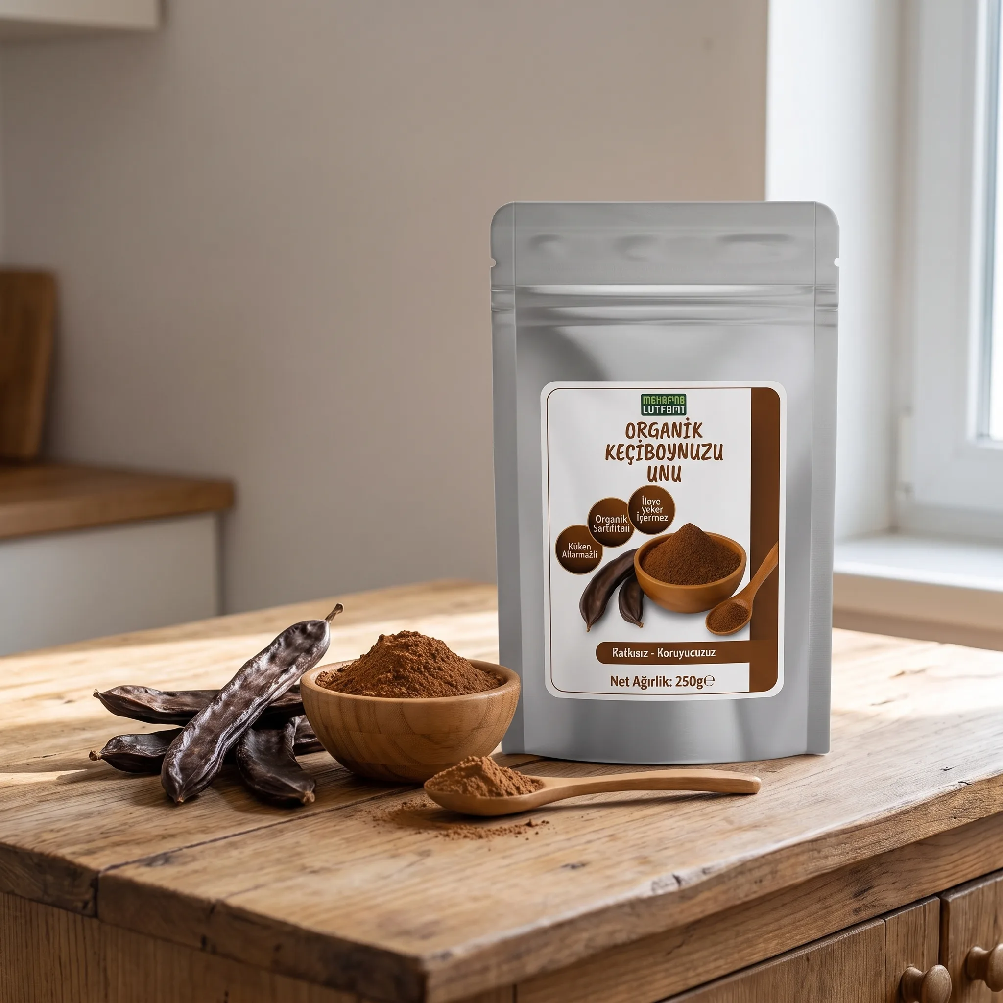 Organik Keçiboynuzu Unu - Doğal Tatlandırıcı ve Süper Gıda (250 gr)