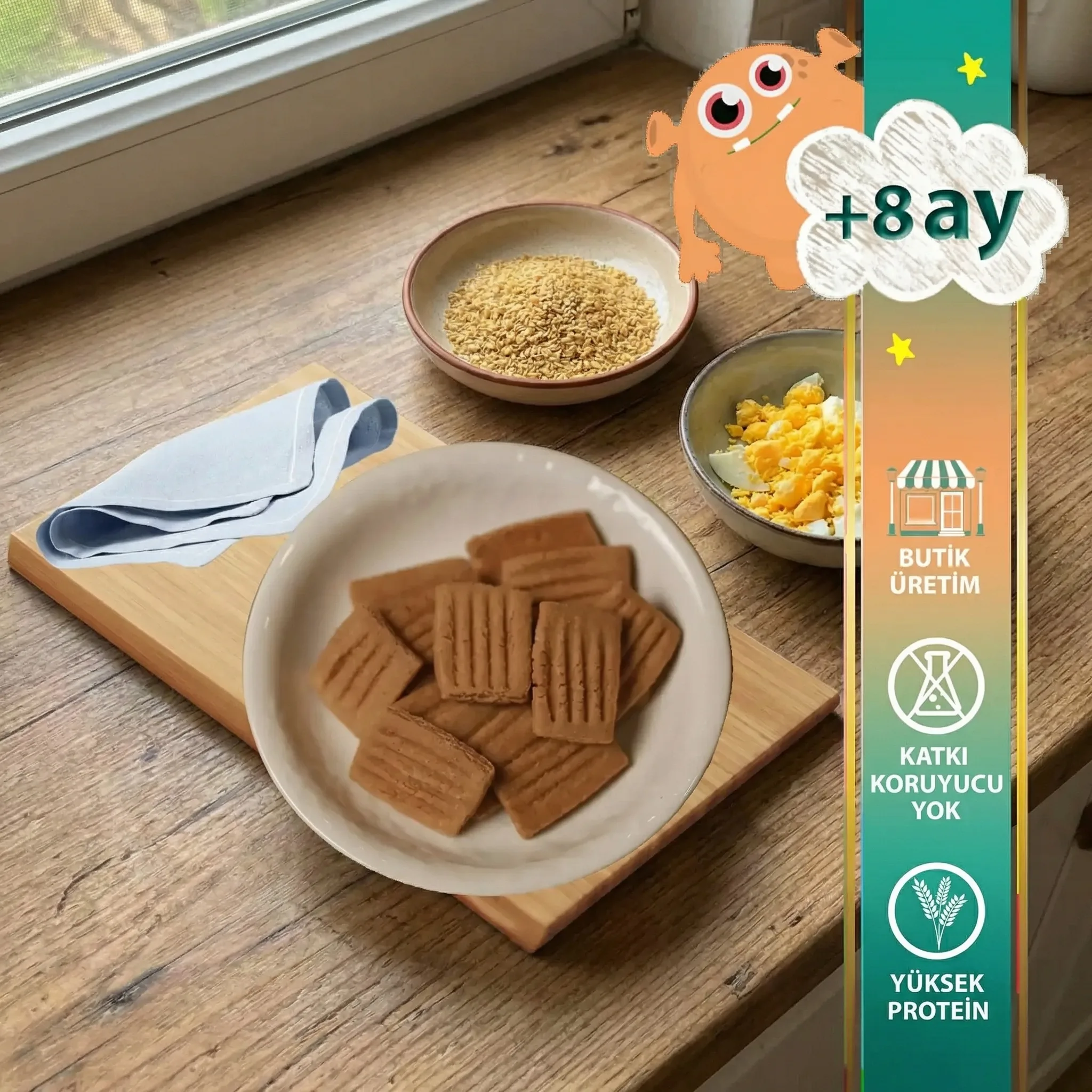Organik Ruşeymli ve Yumurta Sarılı Bebek Bisküvisi (8+ Ay, 140 gr)
