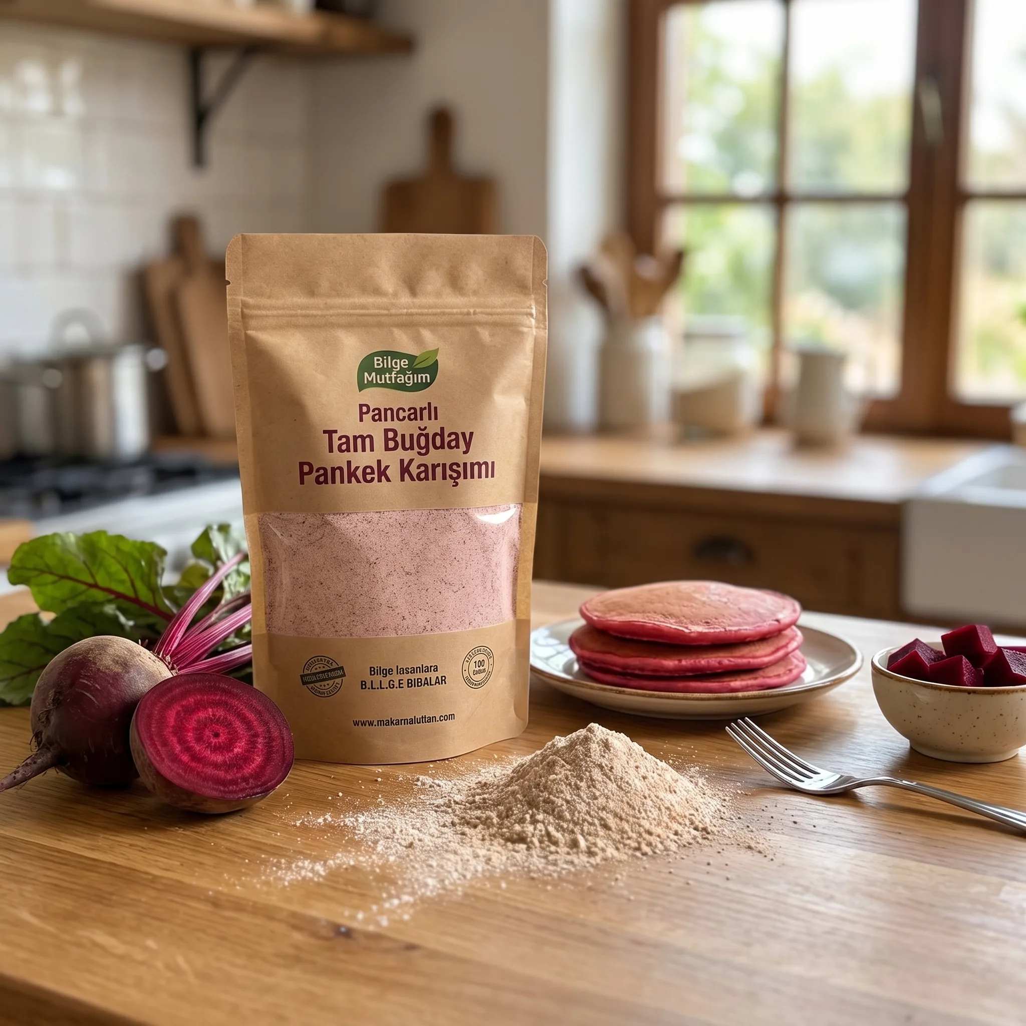 Pancarlı Tam Buğday Pankek Karışımı ile Kahvaltılara Renk Katın (235g)