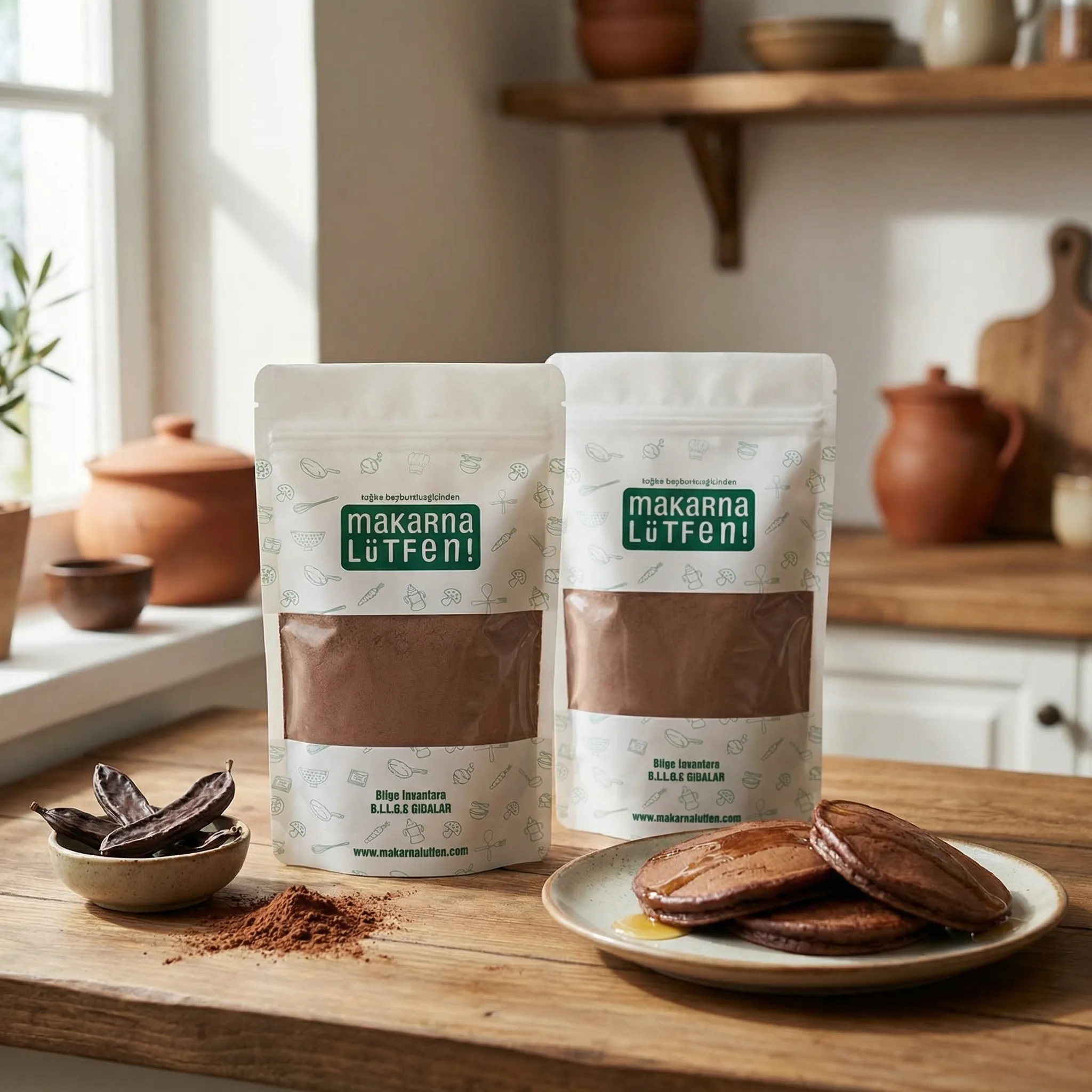 Sağlıklı Kahvaltıların Vazgeçilmezi: 2'li Paket Kakaolu Keçiboynuzlu Pankek Karışımı (2x235g)